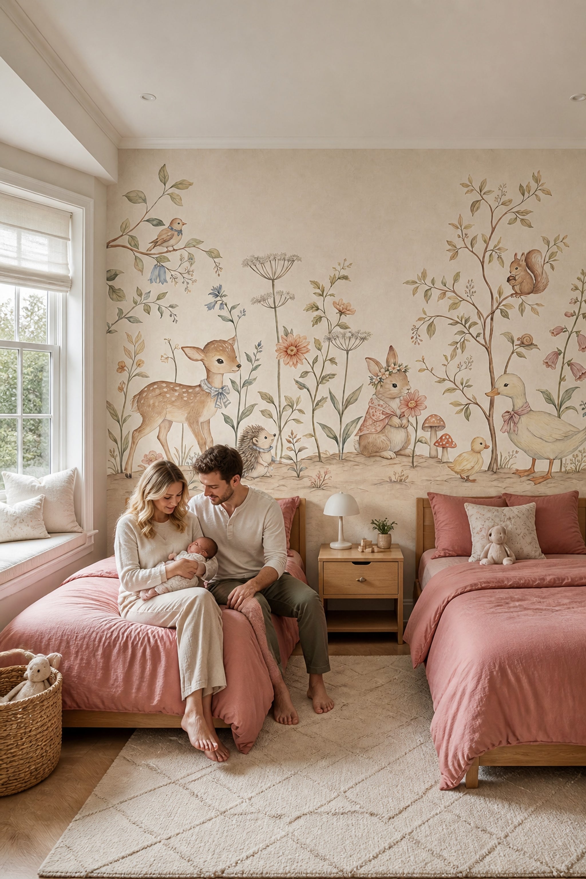 Woodland Animals Wallpaper Nursery Watercolor Removable Wall Decor