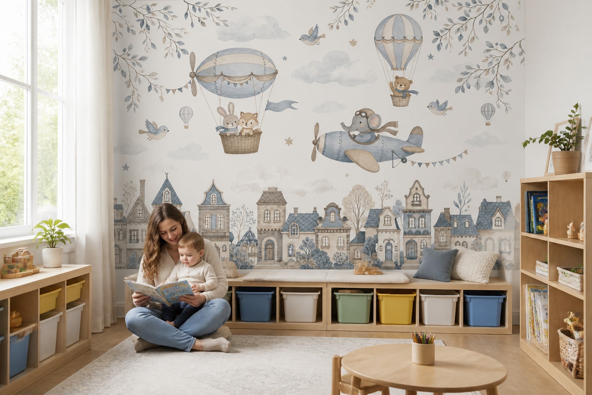 Hot Air Balloons Wallpaper Whimsical Nursery Wall Mural
