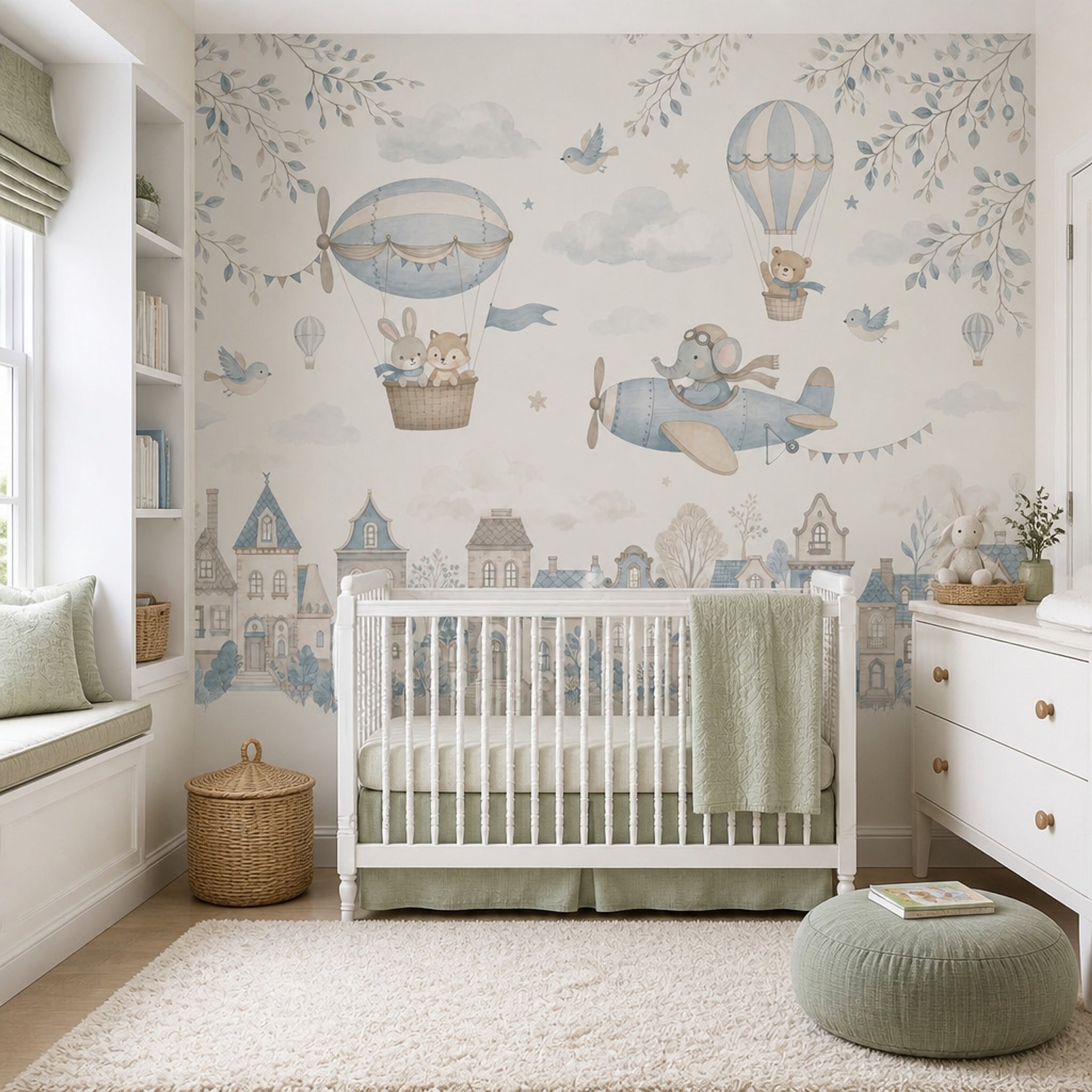 Hot Air Balloons Wallpaper Whimsical Nursery Wall Mural