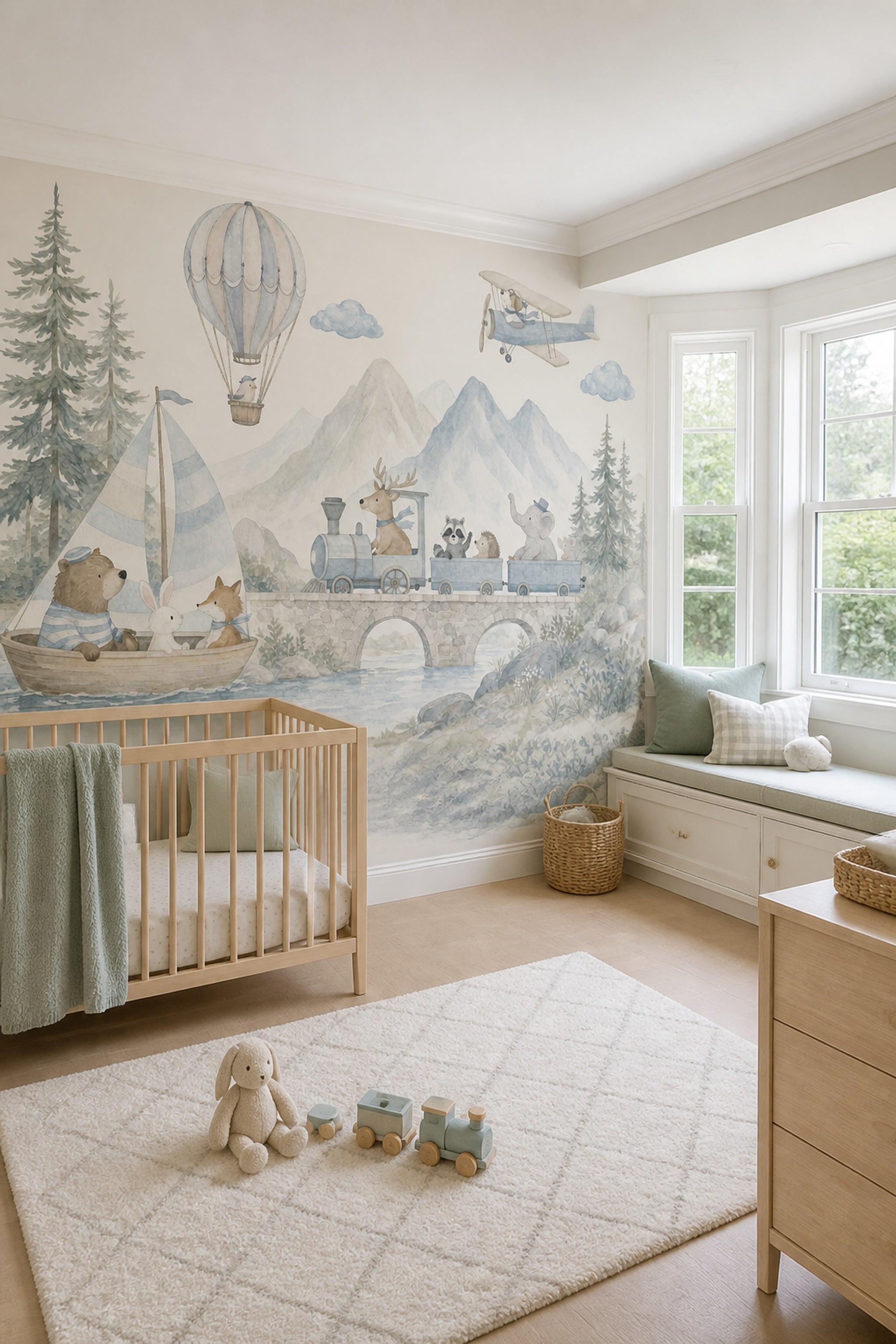 Hot Air Balloon Wallpaper Watercolor Kids Wall Mural