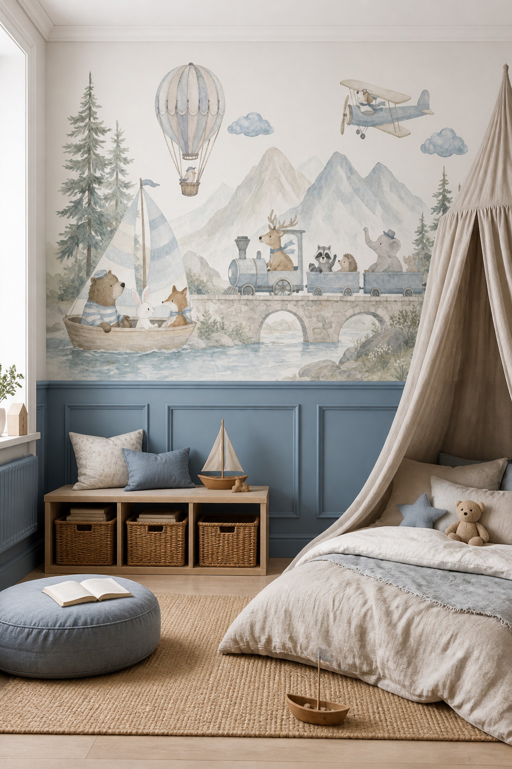 Hot Air Balloon Wallpaper Watercolor Kids Wall Mural