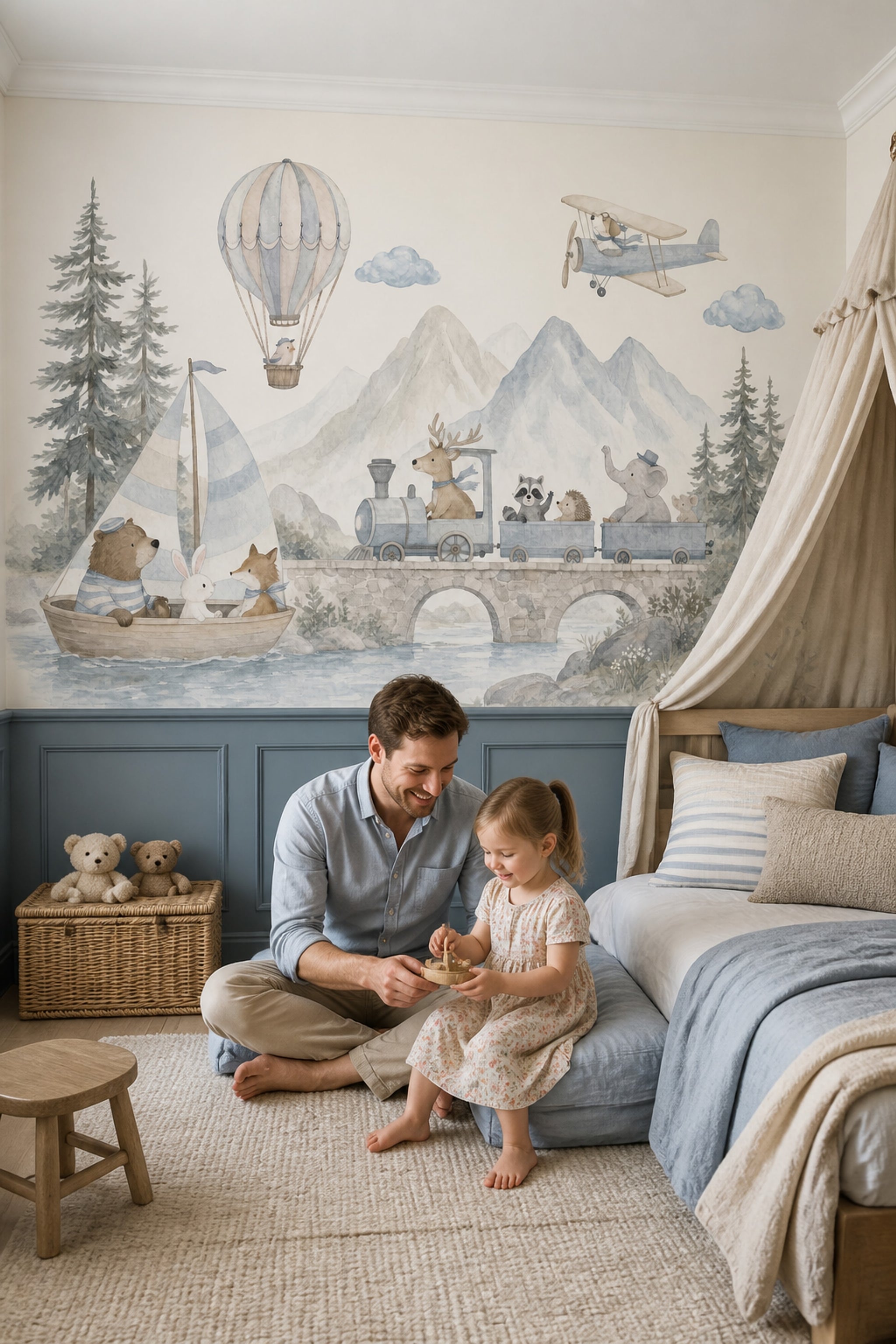 Hot Air Balloon Wallpaper Watercolor Kids Wall Mural