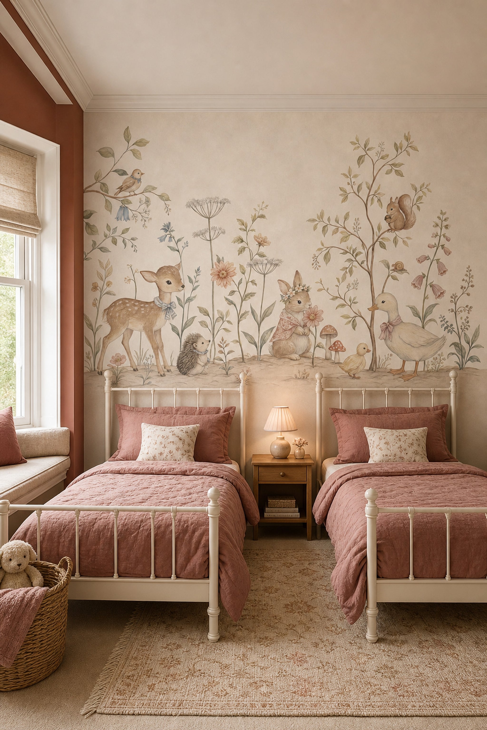 Woodland Animals Wallpaper Nursery Watercolor Removable Wall Decor