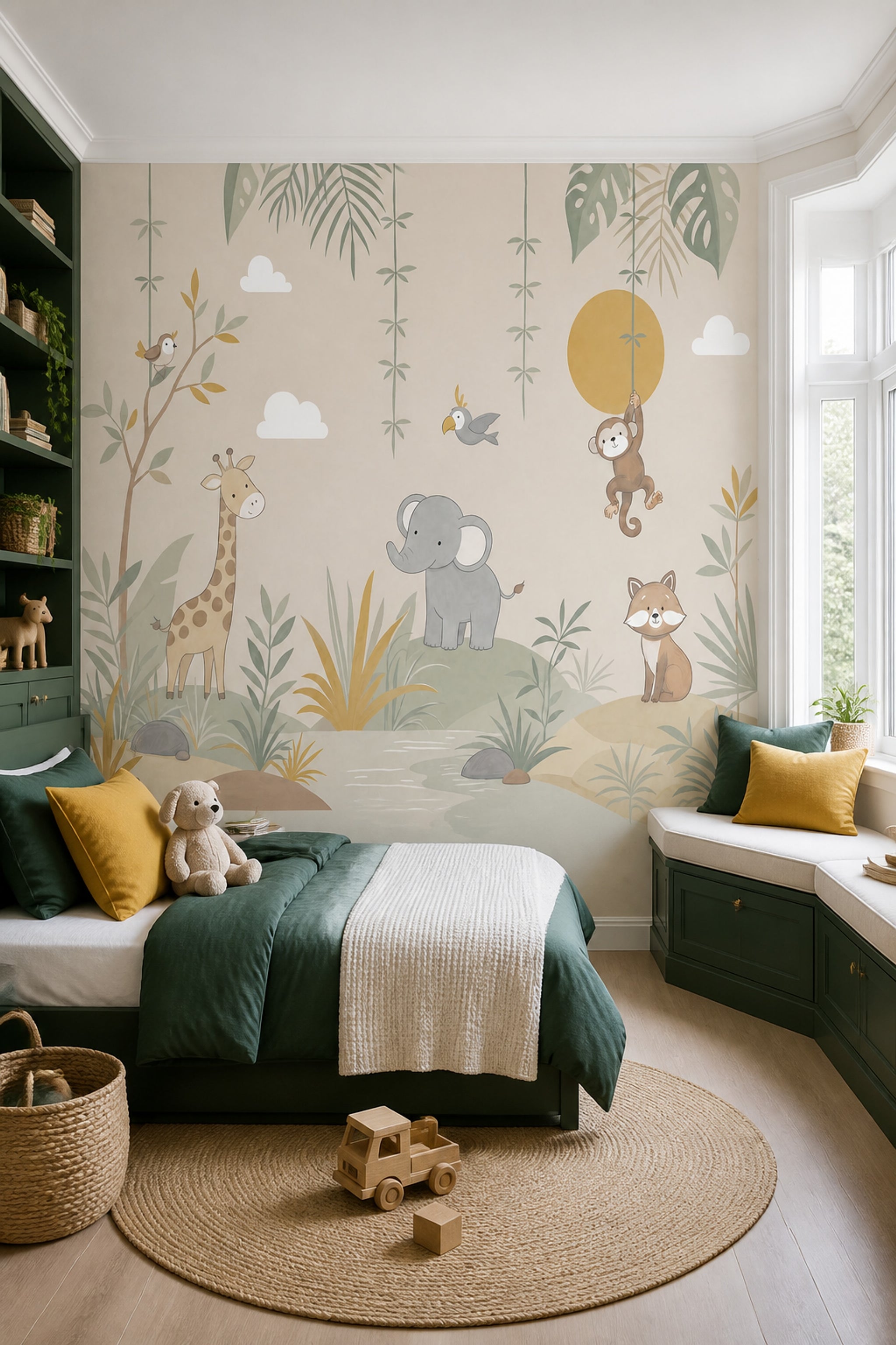 Jungle Wallpaper Safari Animals Removable Nursery Wallpaper Wall Decor