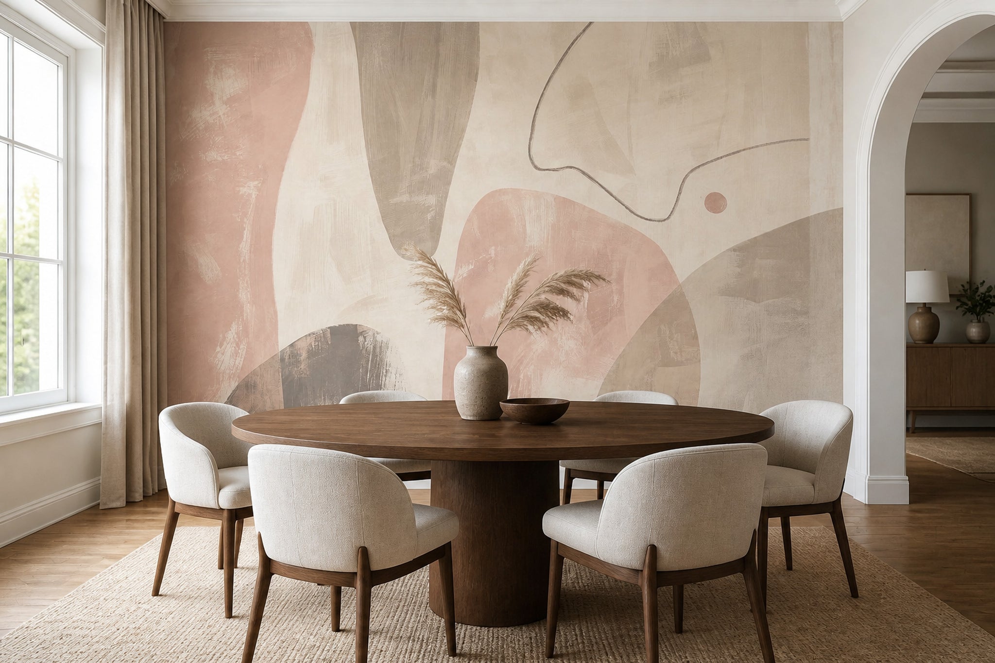 Organic Shapes Wallpaper Abstract Removable Minimalist Wall Decor