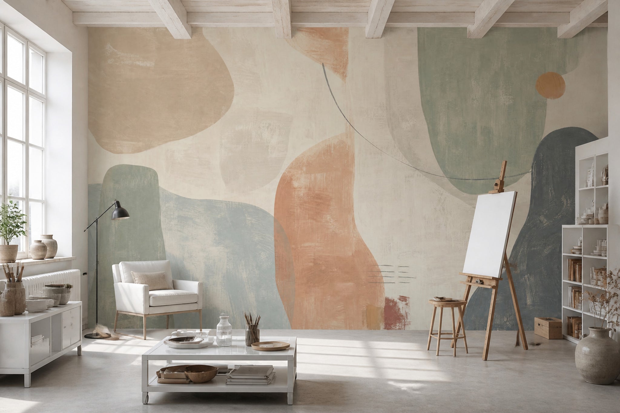 Organic Shapes Wallpaper Abstract Painterly Texture Removable Wall Decor