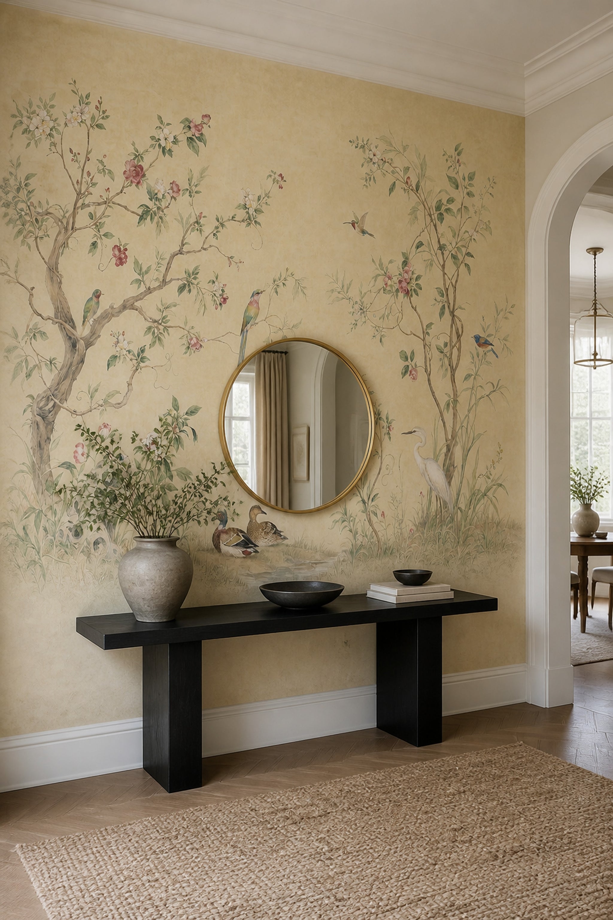 Chinoiserie Wallpaper Floral Removable Birds Wall Decor