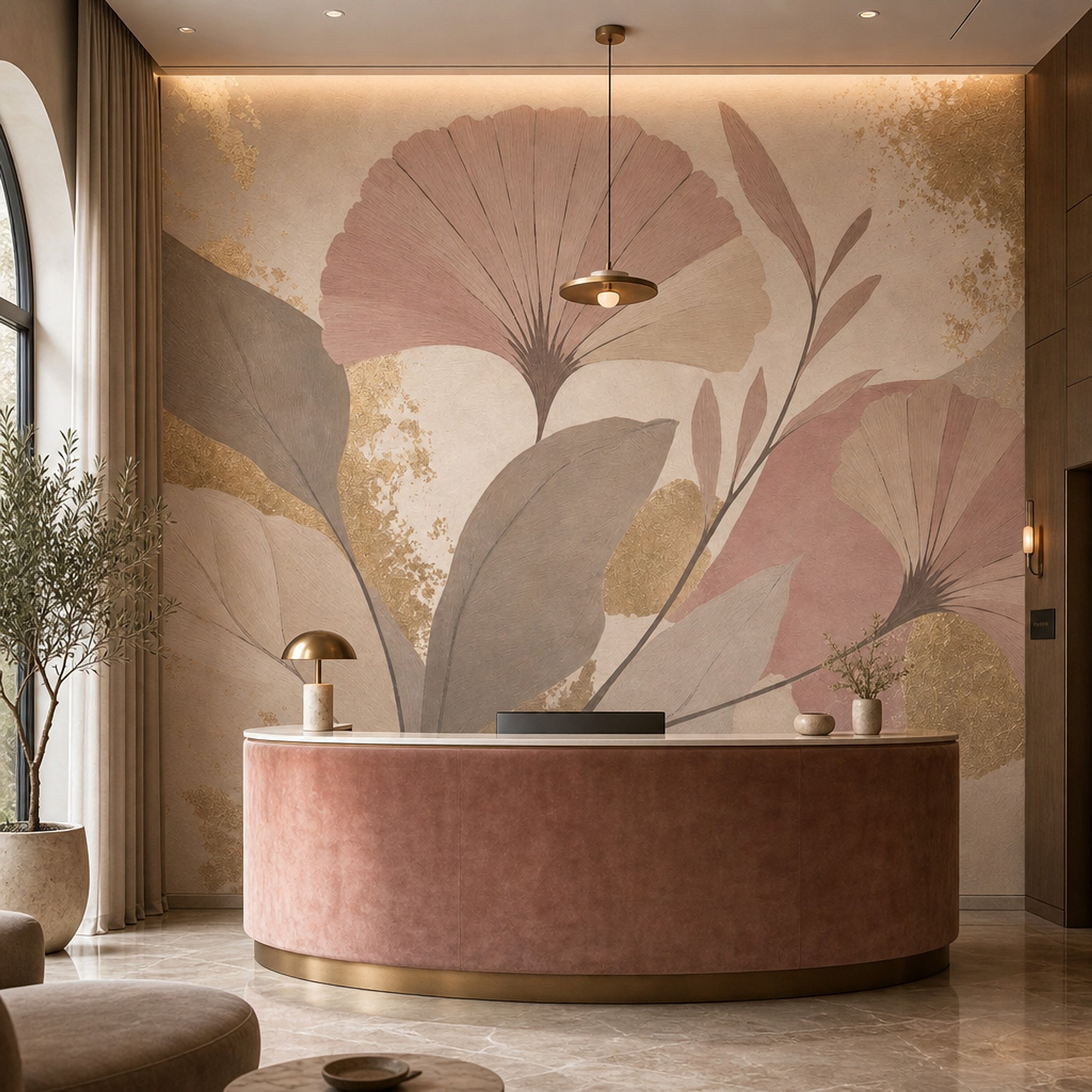 Ginkgo Leaves Wallpaper Botanical Removable Gold Leaf Wall Decor