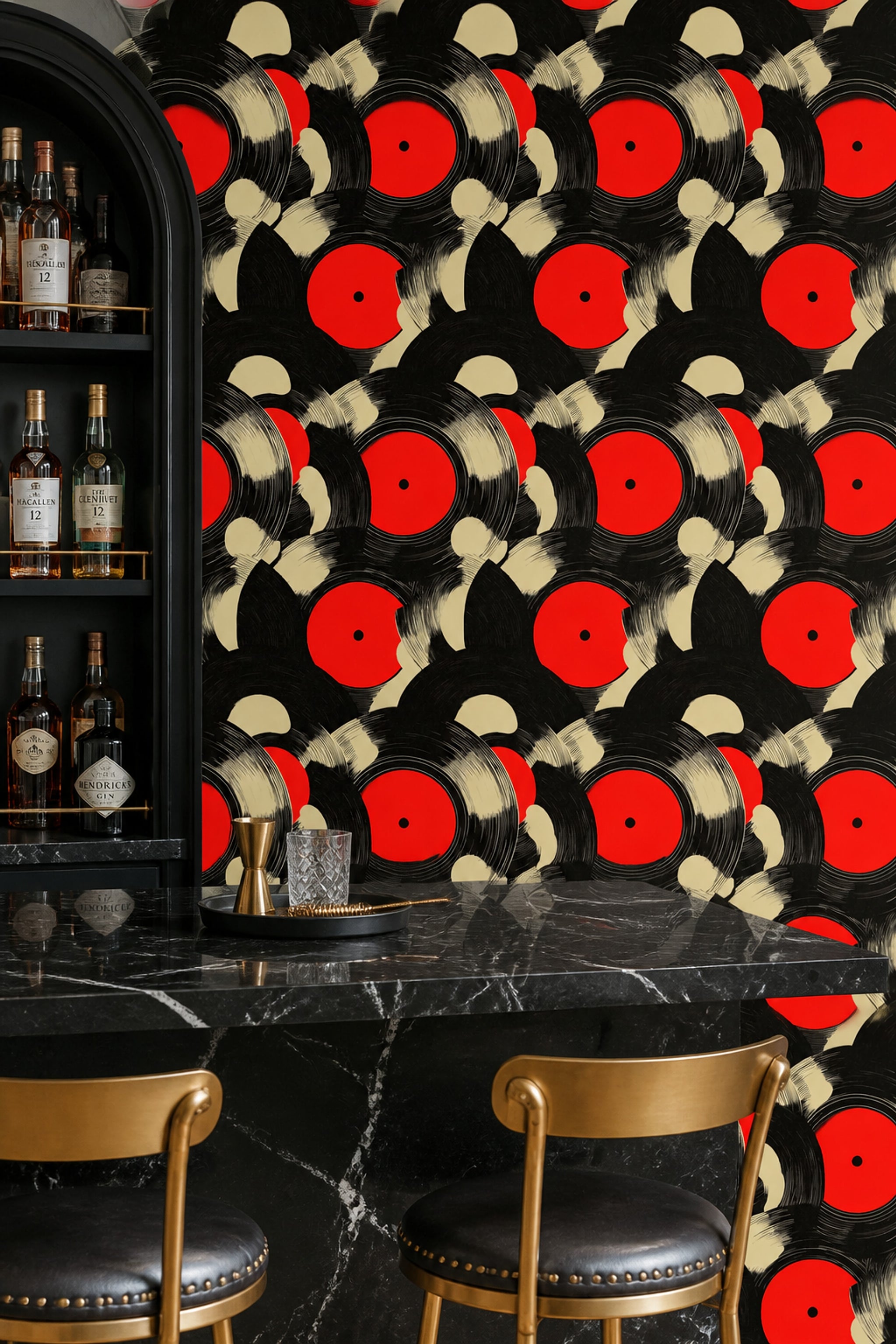 Vinyl Records Wallpaper Abstract Removable Retro Wall Double Roll