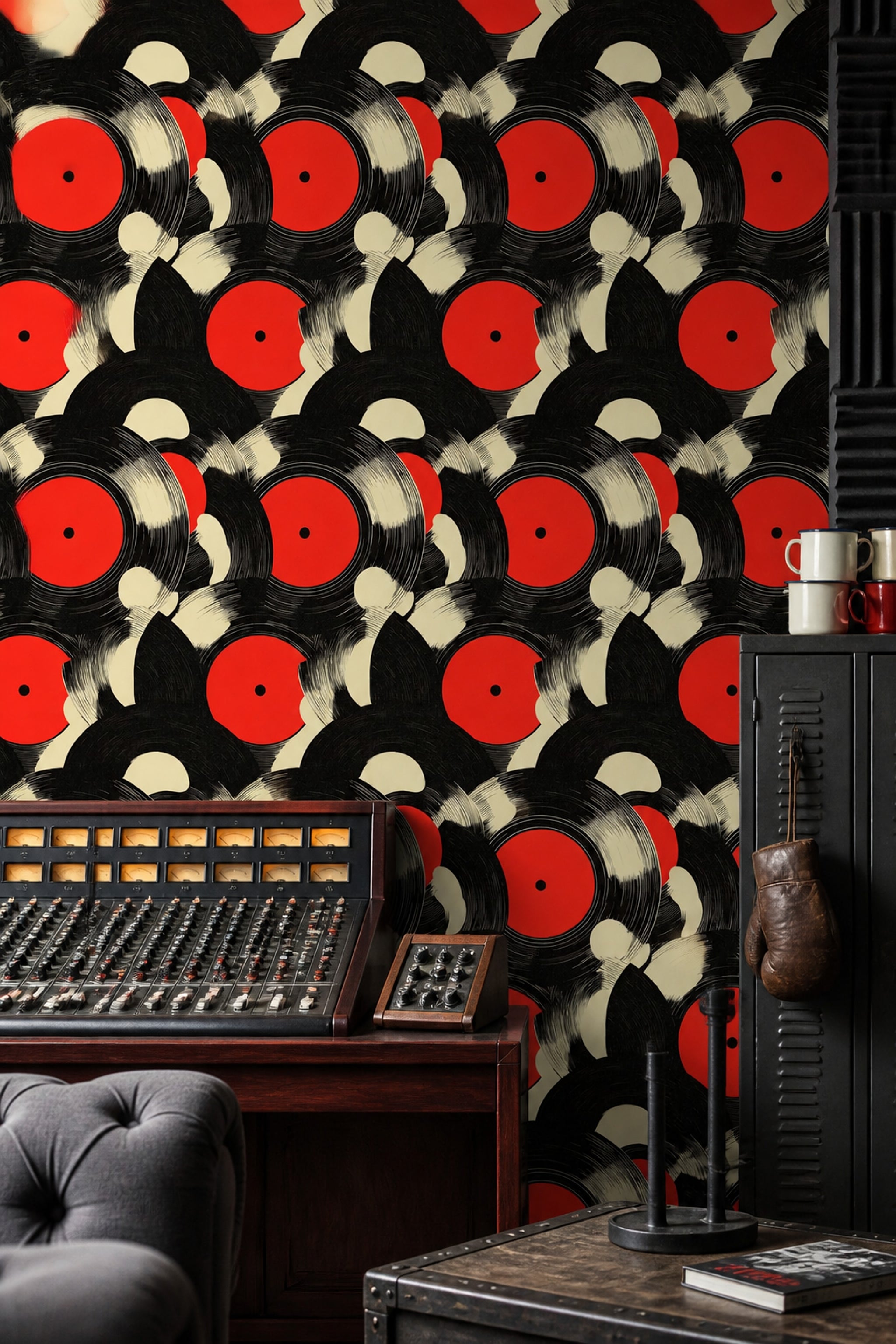 Vinyl Records Wallpaper Abstract Removable Retro Wall Double Roll