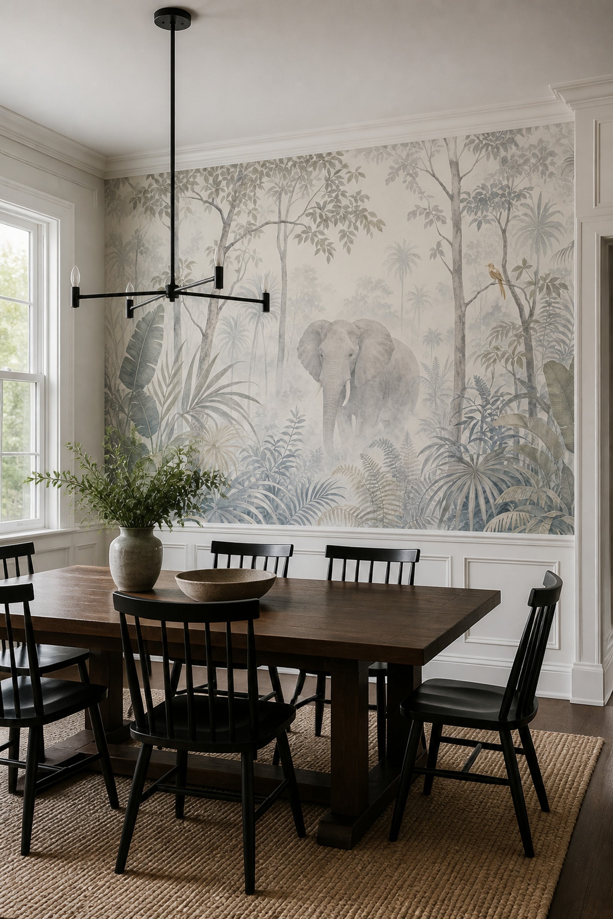 Misty Forest Wallpaper Tropical Elephant Wall Mural