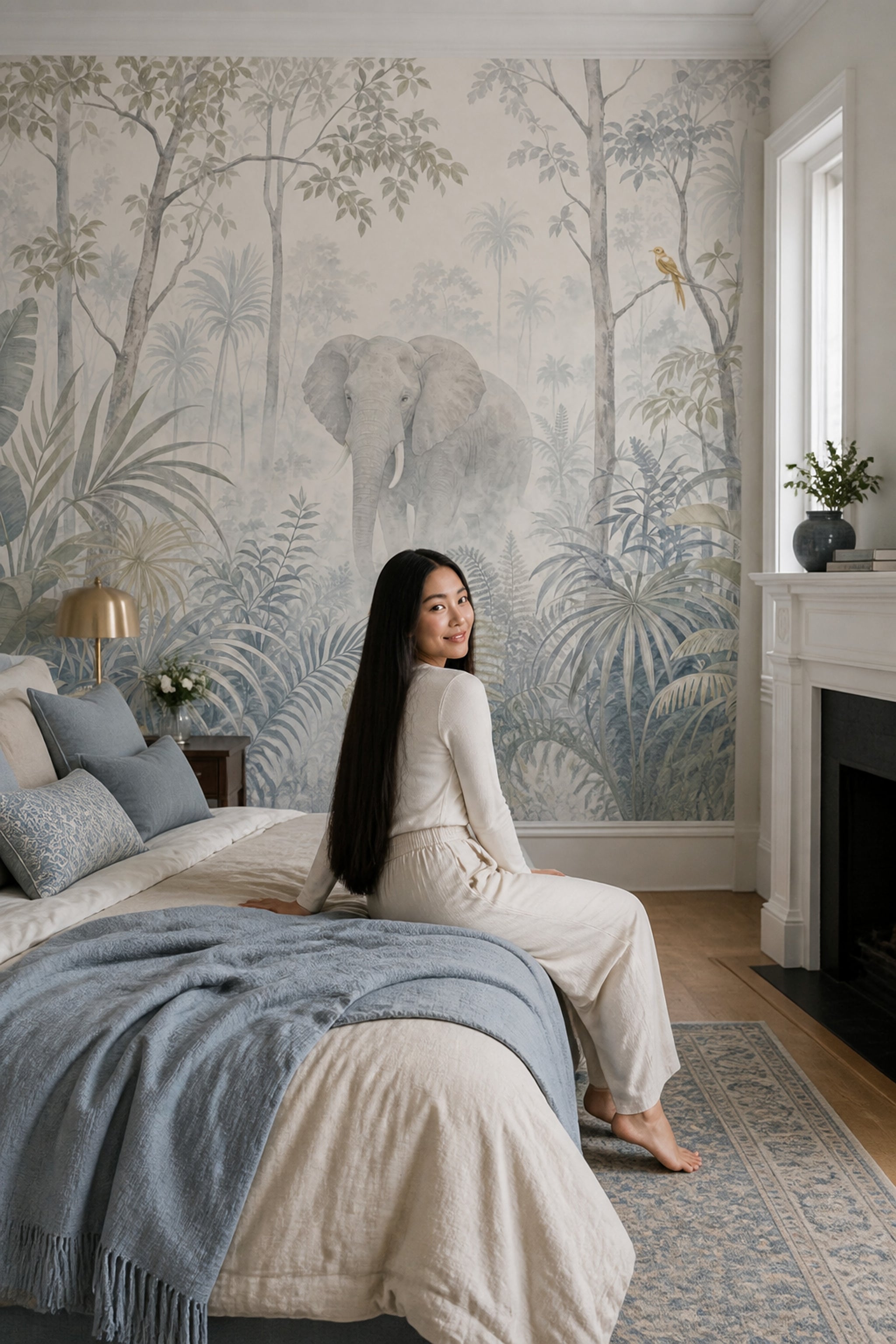 Misty Forest Wallpaper Tropical Elephant Wall Mural