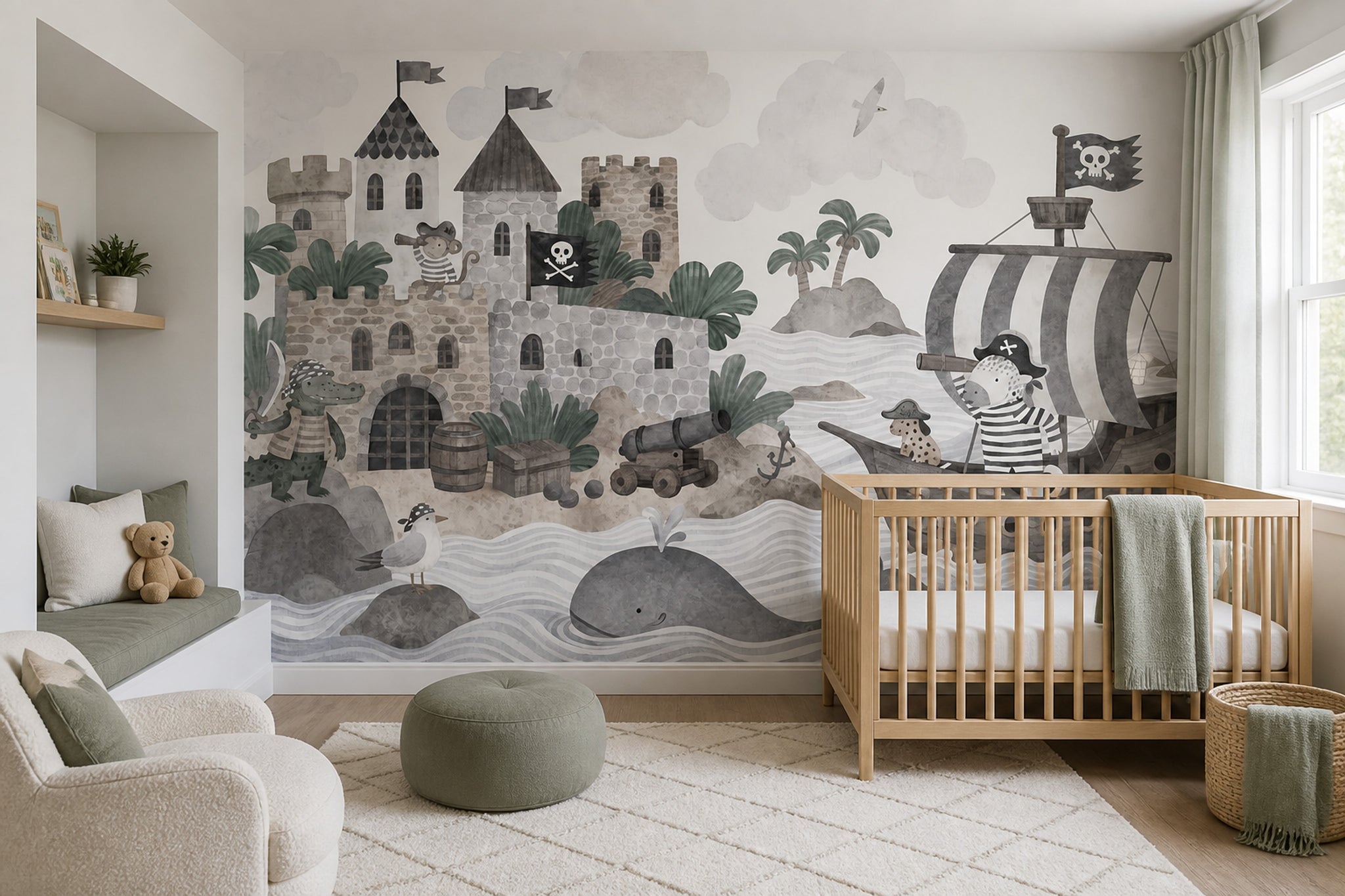 Pirate Wallpaper Coastal Castle Wall Mural
