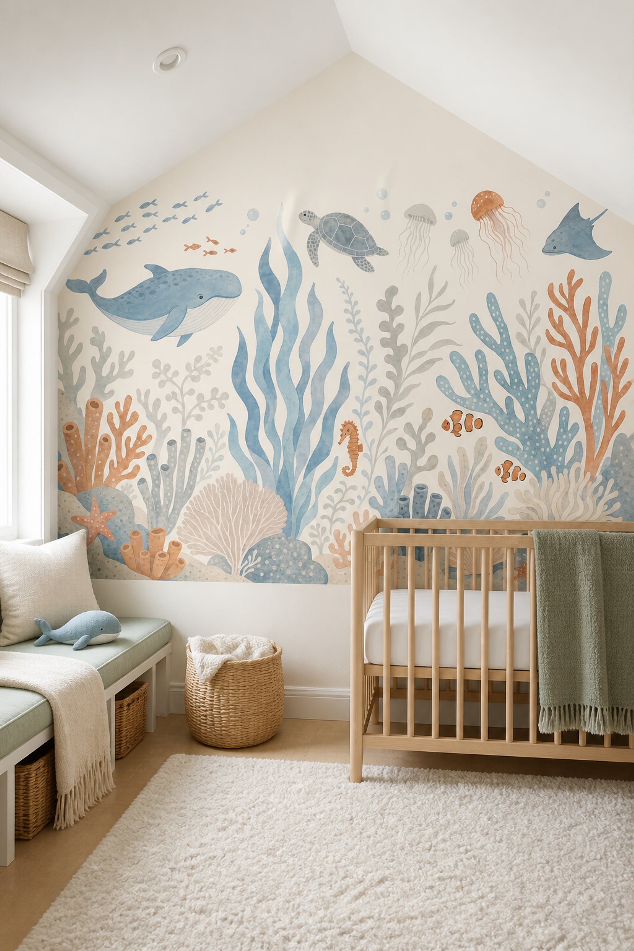 Underwater Wallpaper Ocean Whale Wall Mural