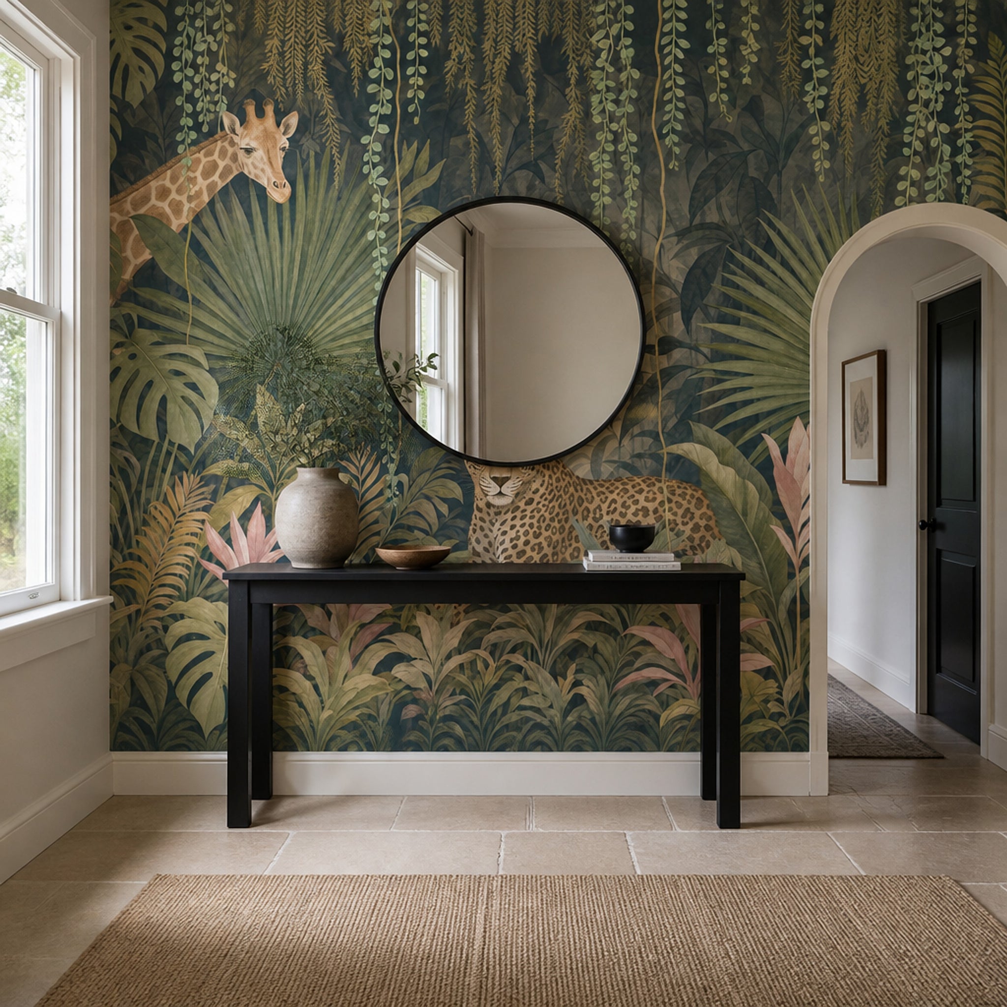 Watercolor Texture Wallpaper Muted Green Removable Wall Decor