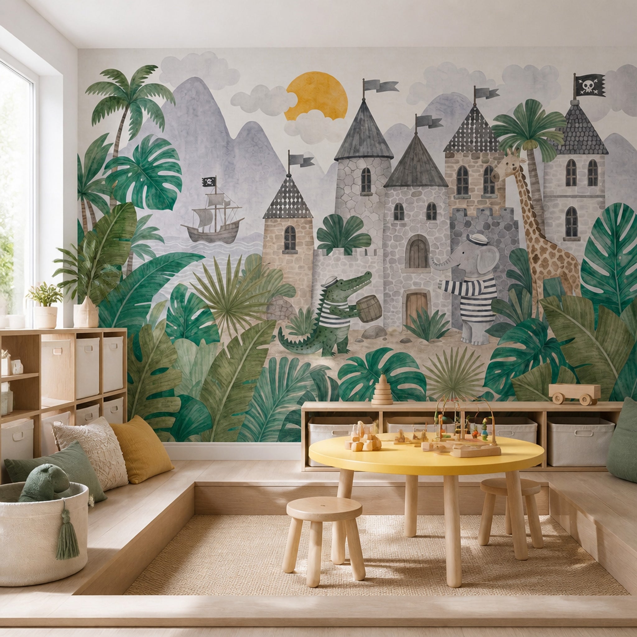 Stone Wall Wallpaper Castle Removable Pirate Wall Decor