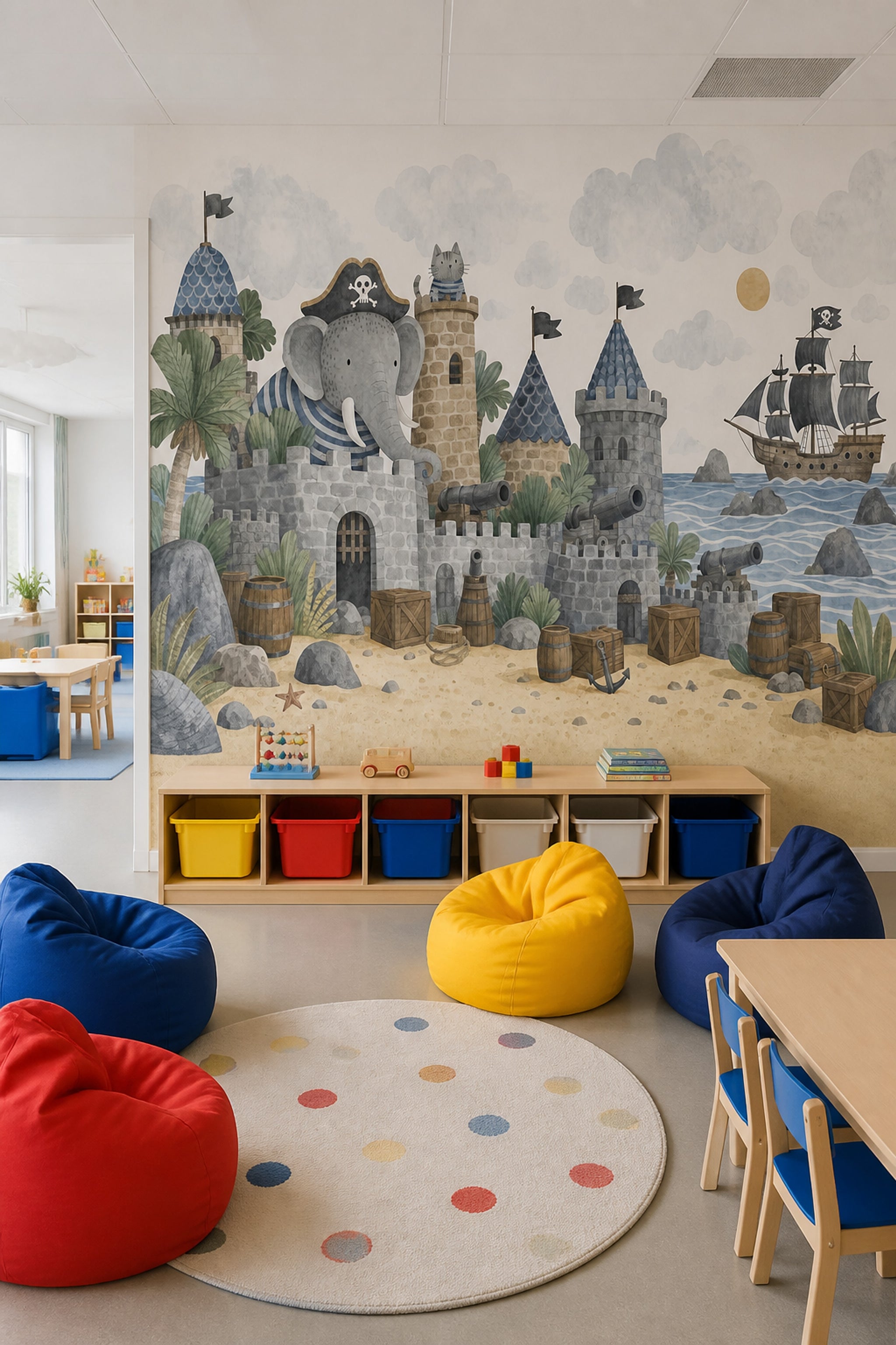 Pirate Castle Wallpaper Watercolor Children Wallpaper Removable Wall Decor