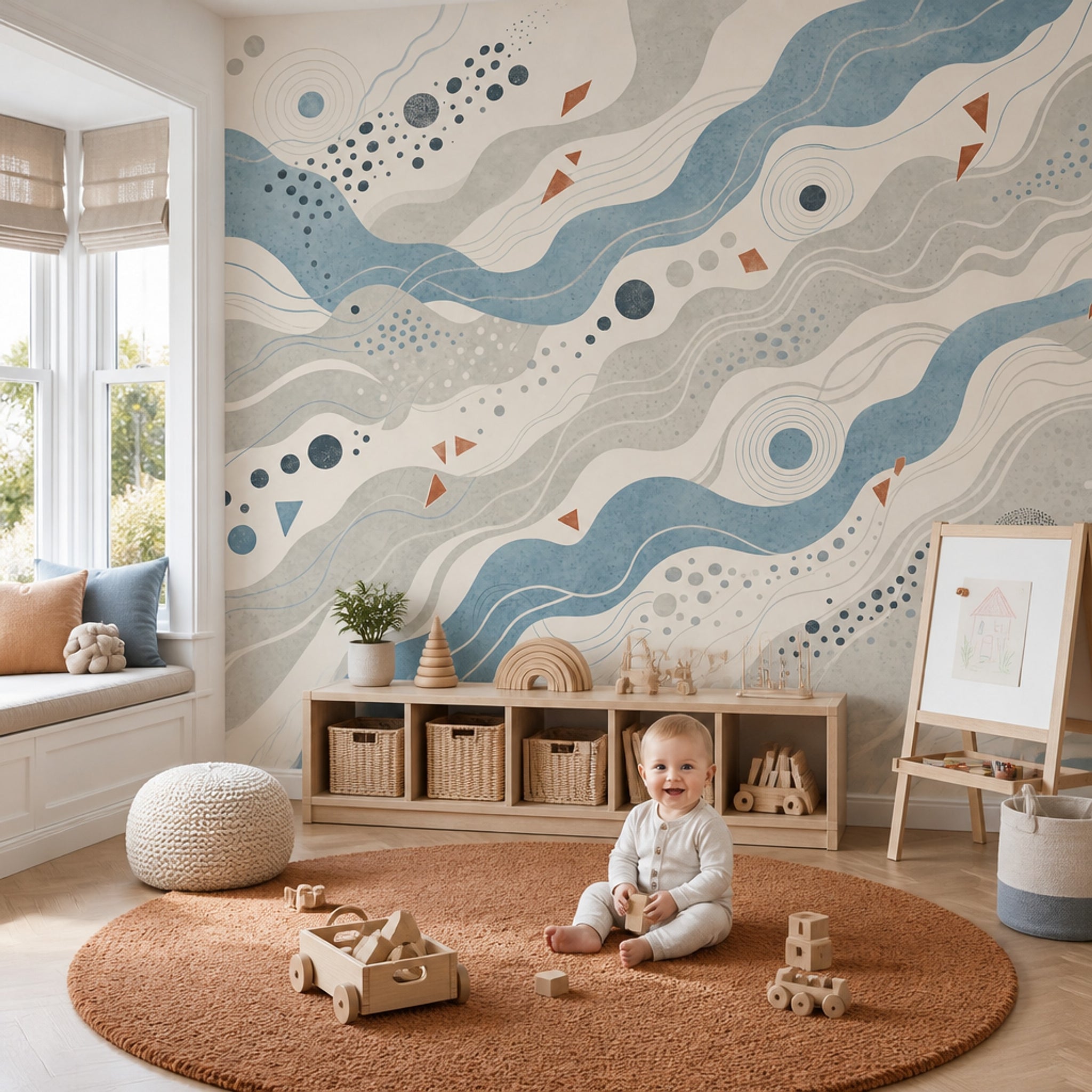 Concentric Circles Wallpaper Wavy Lines Removable Abstract Wall Decor