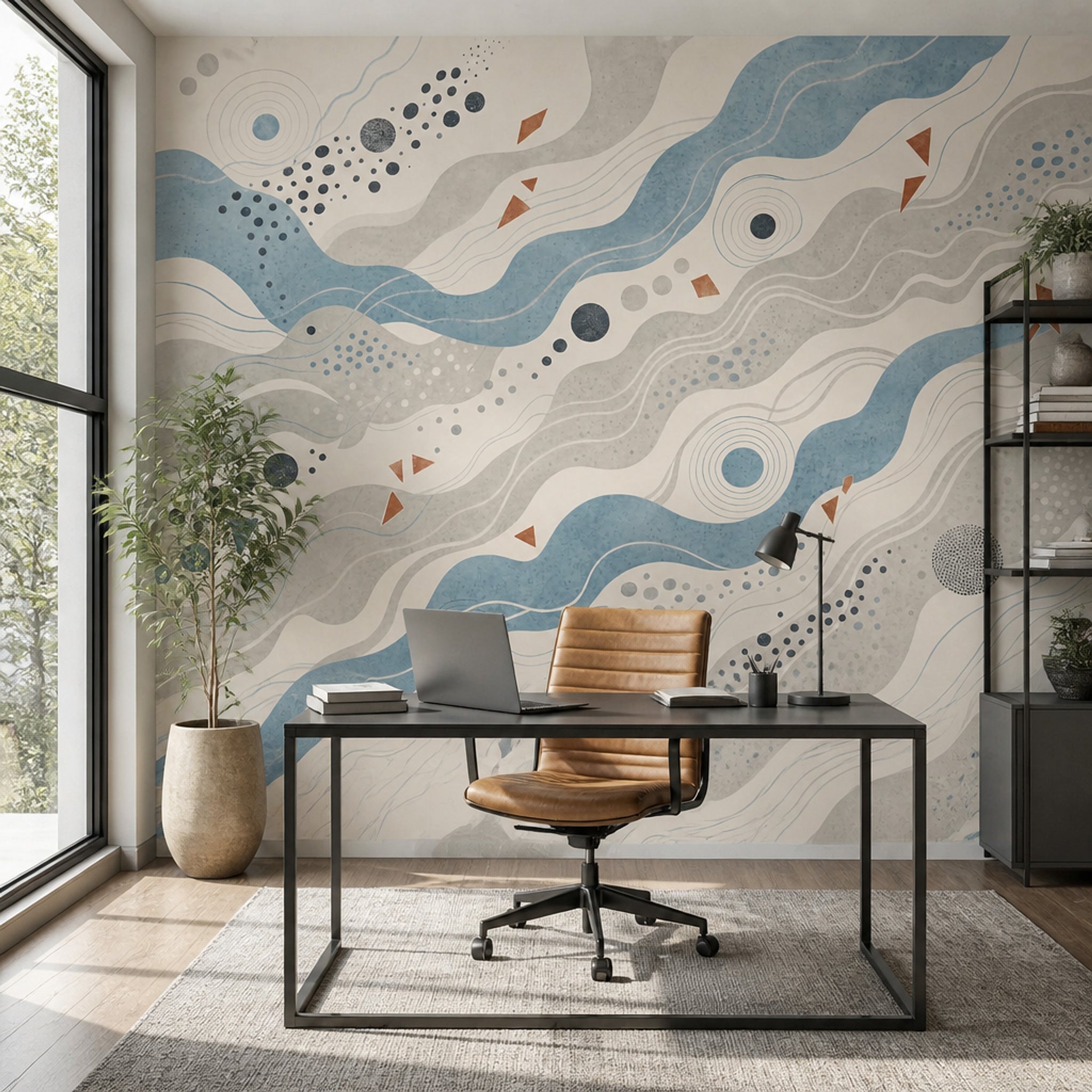 Concentric Circles Wallpaper Wavy Lines Removable Abstract Wall Decor