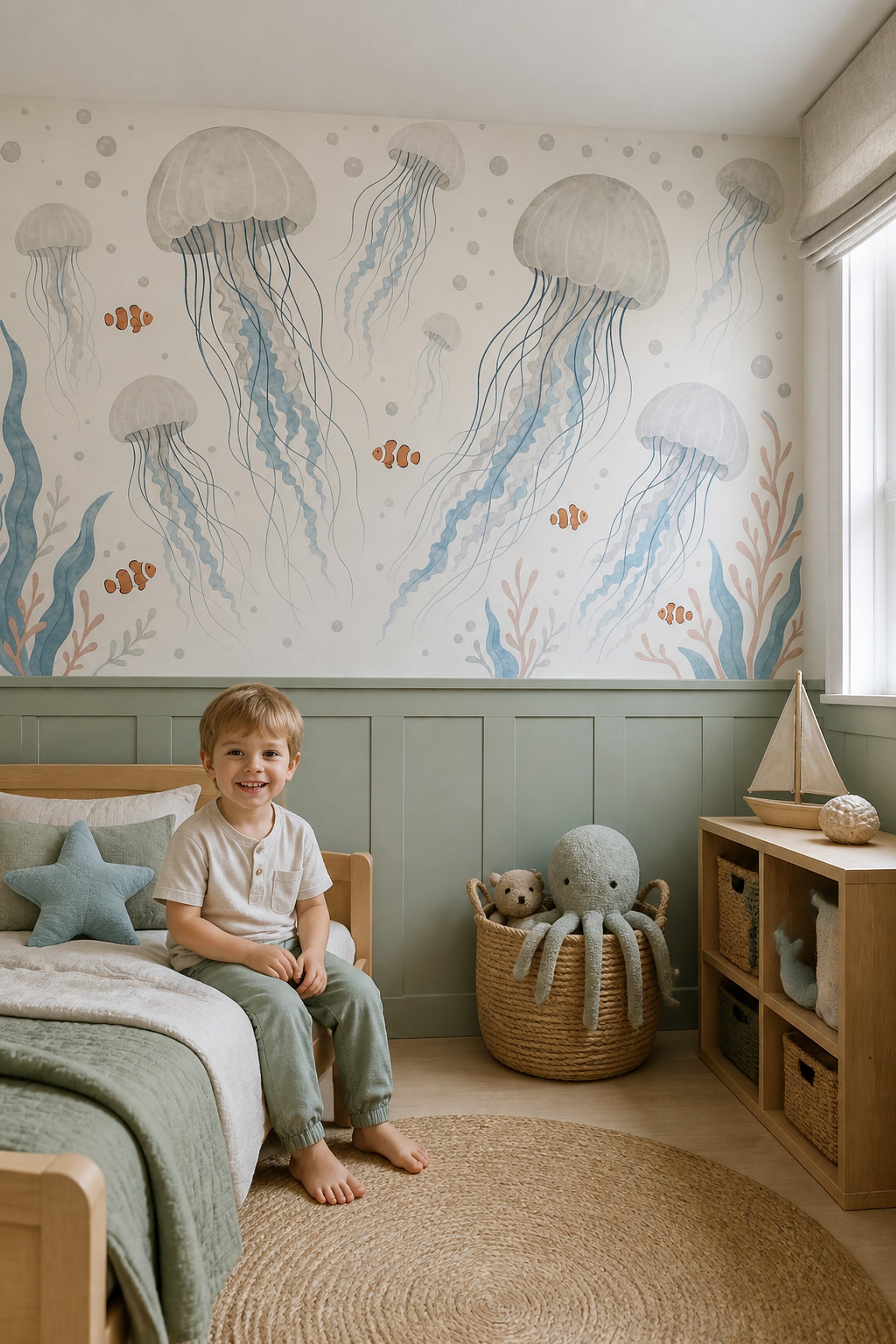 Underwater Wallpaper Jellyfish Clownfish Removable Wall Decor