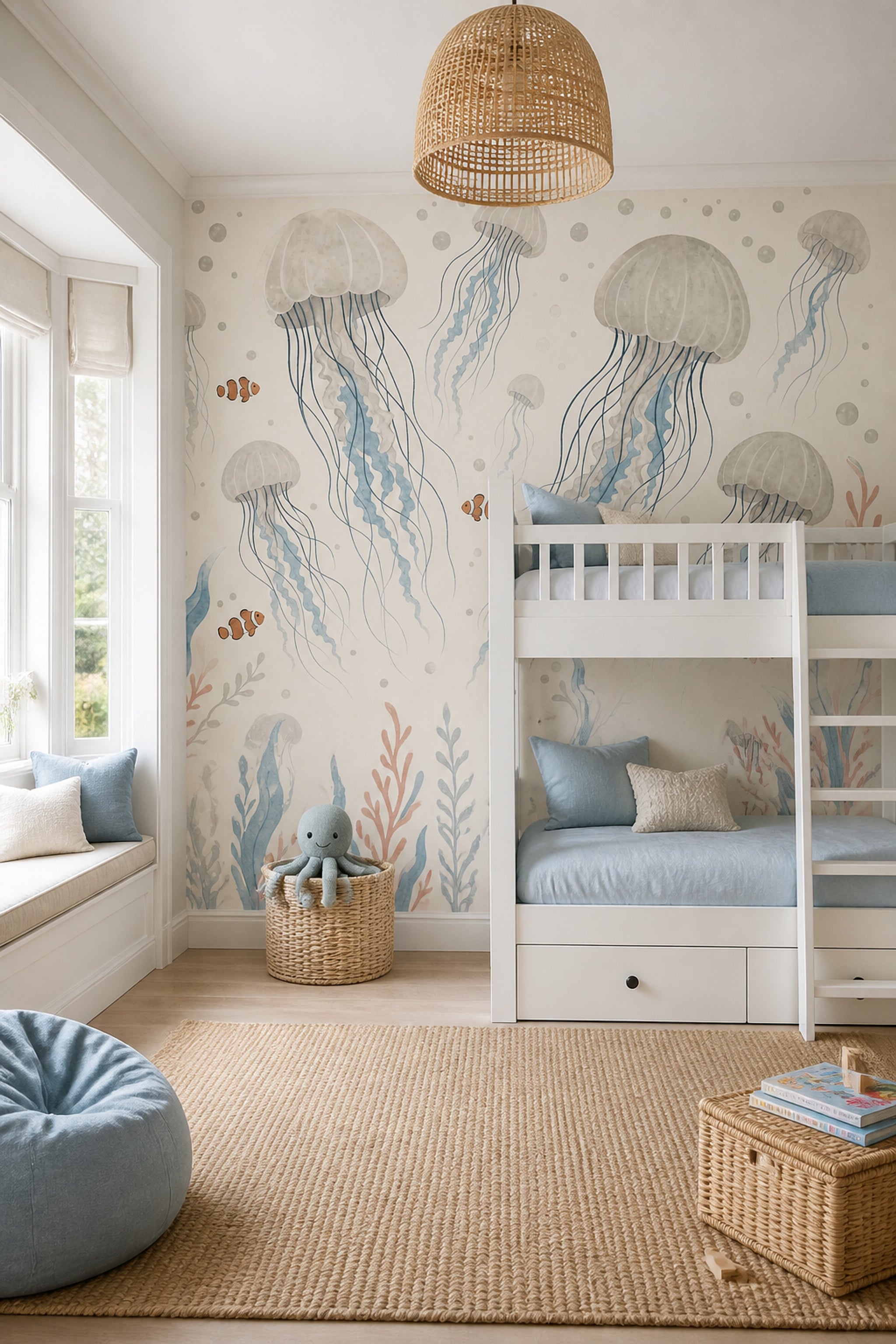 Underwater Wallpaper Jellyfish Clownfish Removable Wall Decor