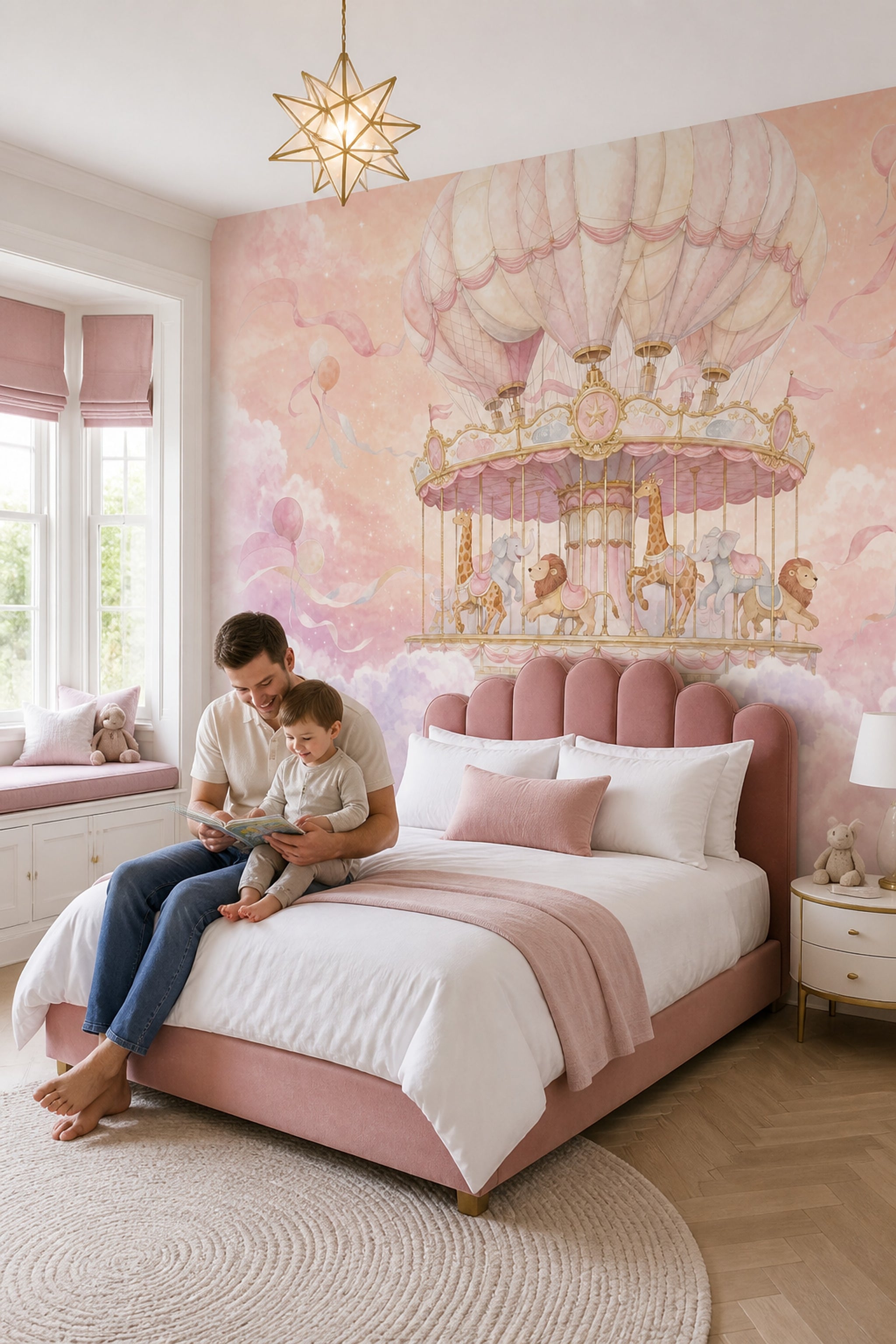 Hot Air Balloon Wallpaper Nursery Kids Removable Wall Decor