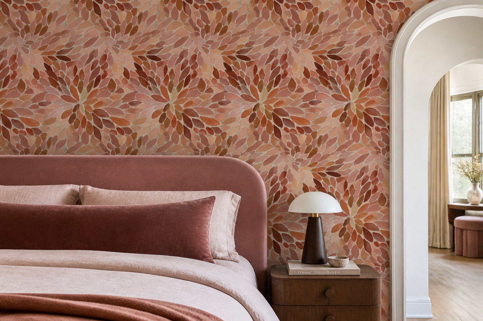 Abstract Floral Wallpaper Petal Mosaic Bohemian Decorative Mural