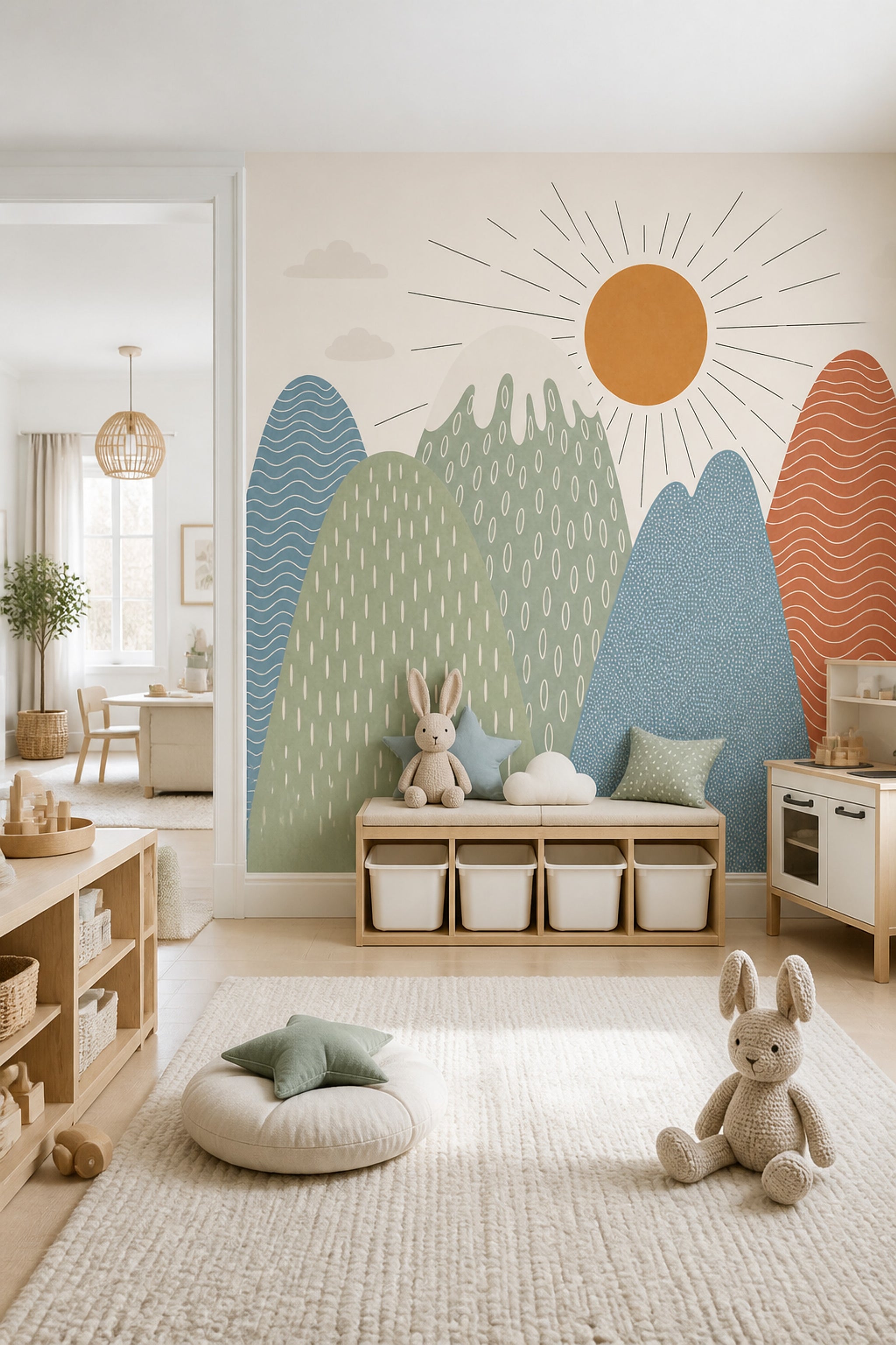 Beige Clouds Wallpaper Soft Sky Pastel Landscape Wall Mural