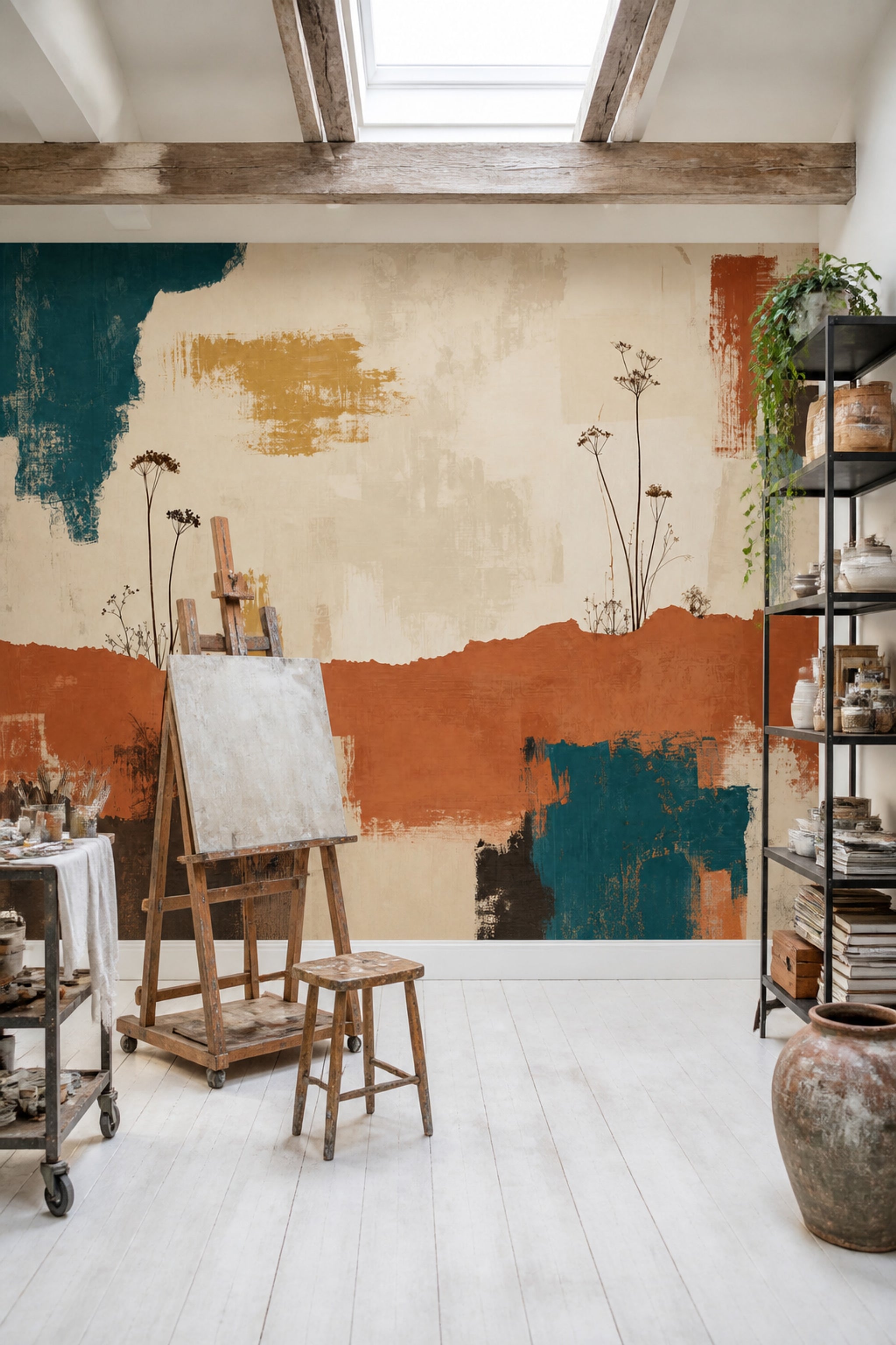 Abstract Wallpaper Botanical Wildflowers Wall Mural