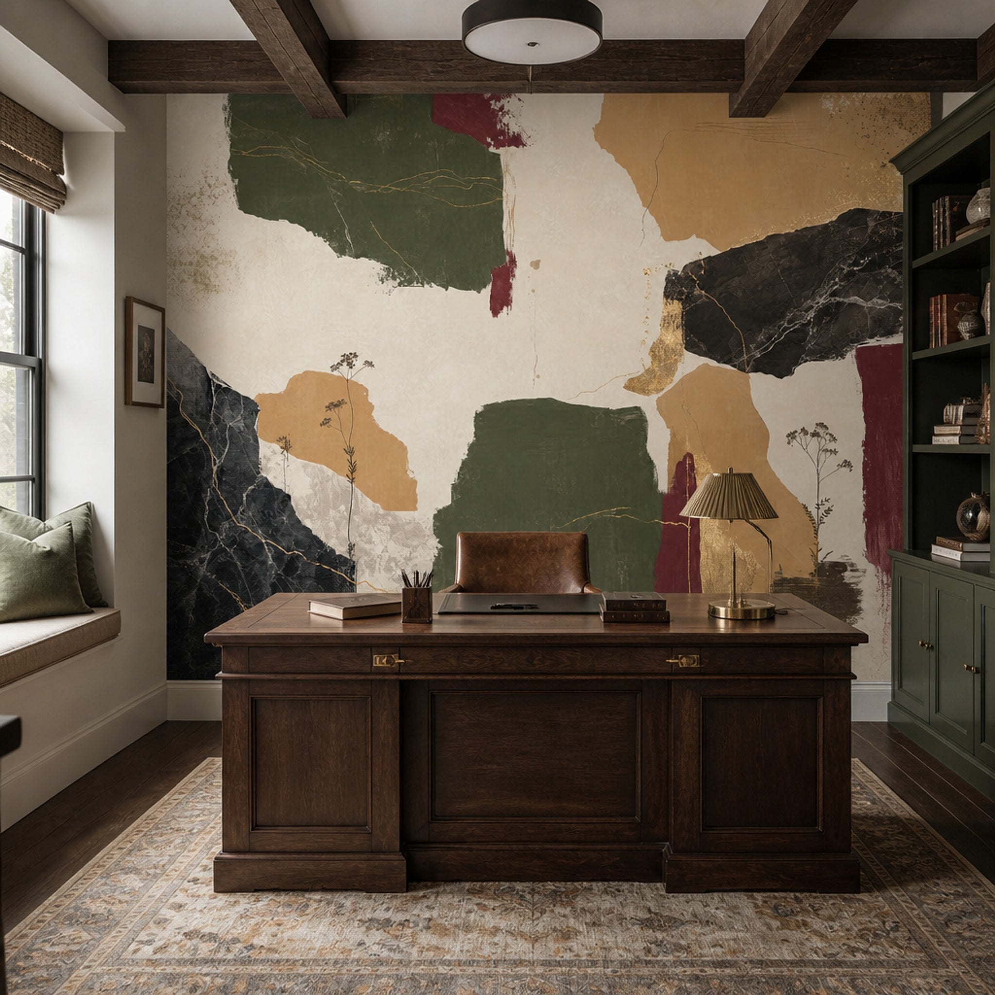 Abstract Wallpaper Botanical Painterly Removable Wall Decor