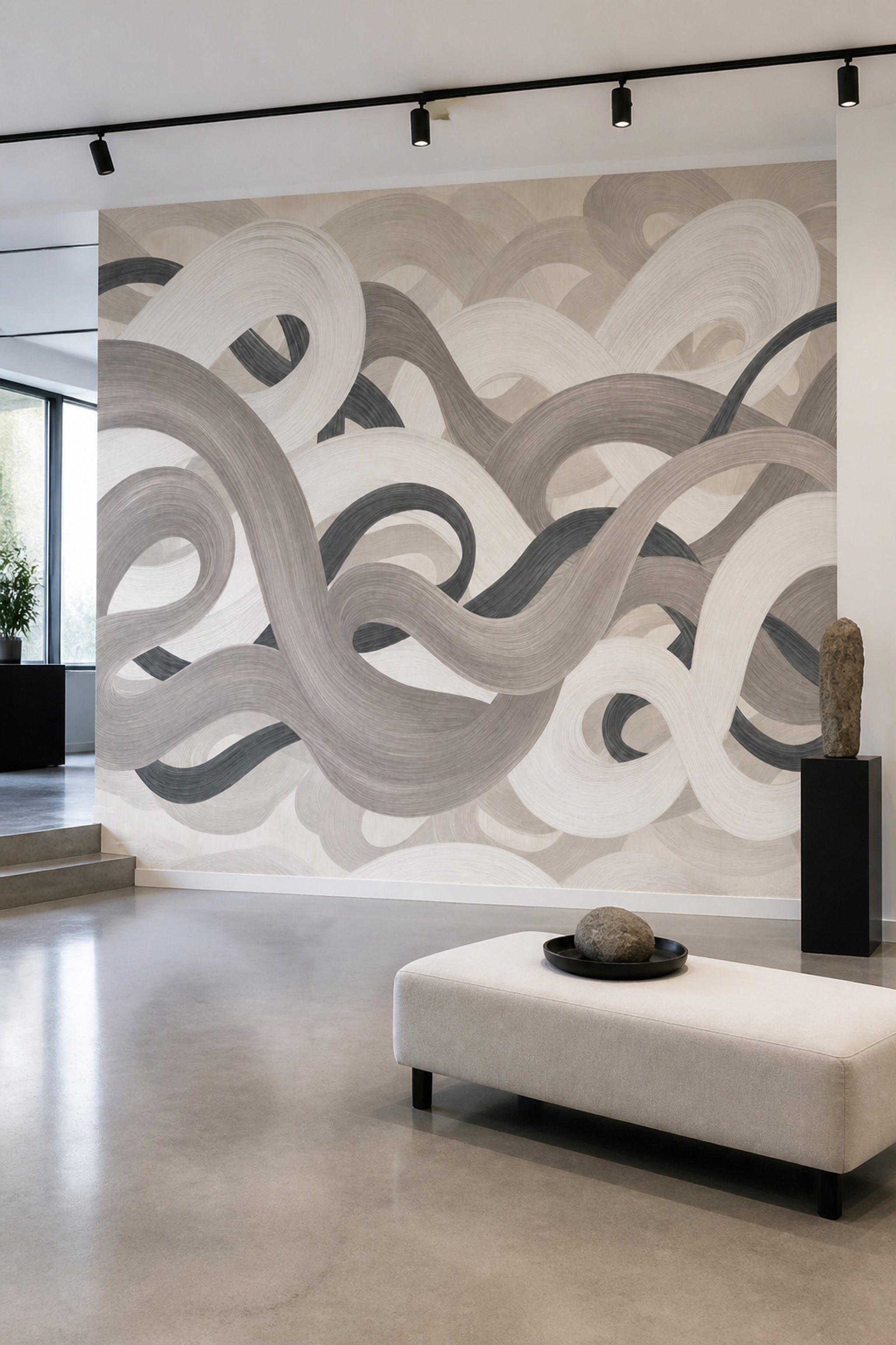 Looping Ribbons Wallpaper Brushstroke Texture Modern Wall Mural