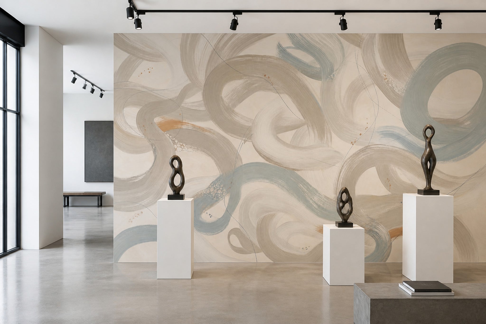 Abstract Wallpaper Brushstrokes Removable Neutral Wall Decor