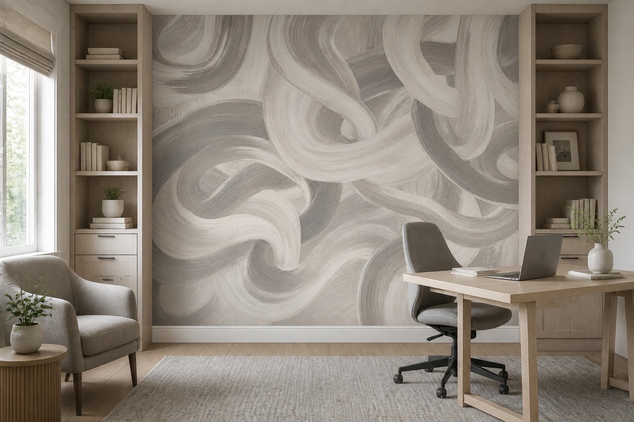 Abstract Wallpaper Brushstroke Swirl Wall Mural