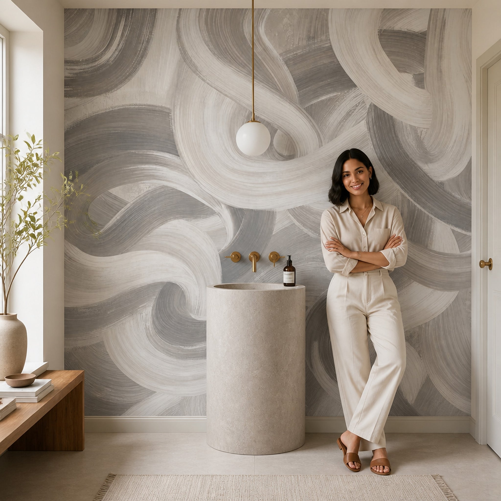 Abstract Wallpaper Brushstroke Swirl Wall Mural