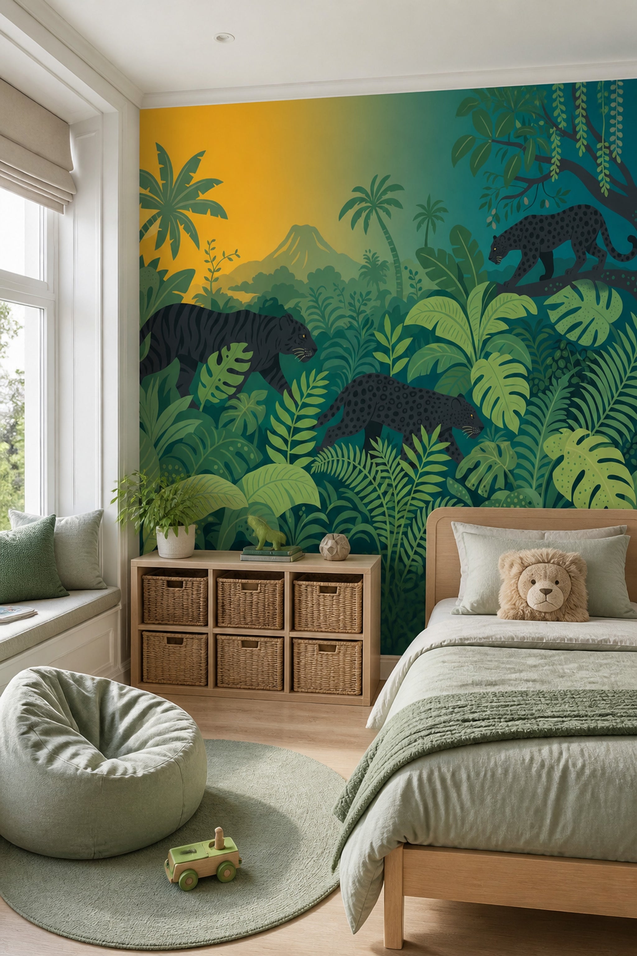 Tropical Jungle Wallpaper Black Panther Sunset Wall Mural