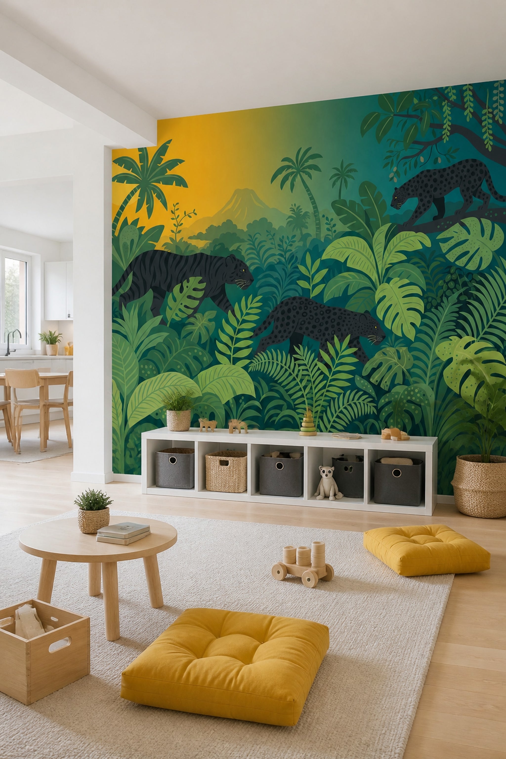 Tropical Jungle Wallpaper Black Panther Sunset Wall Mural