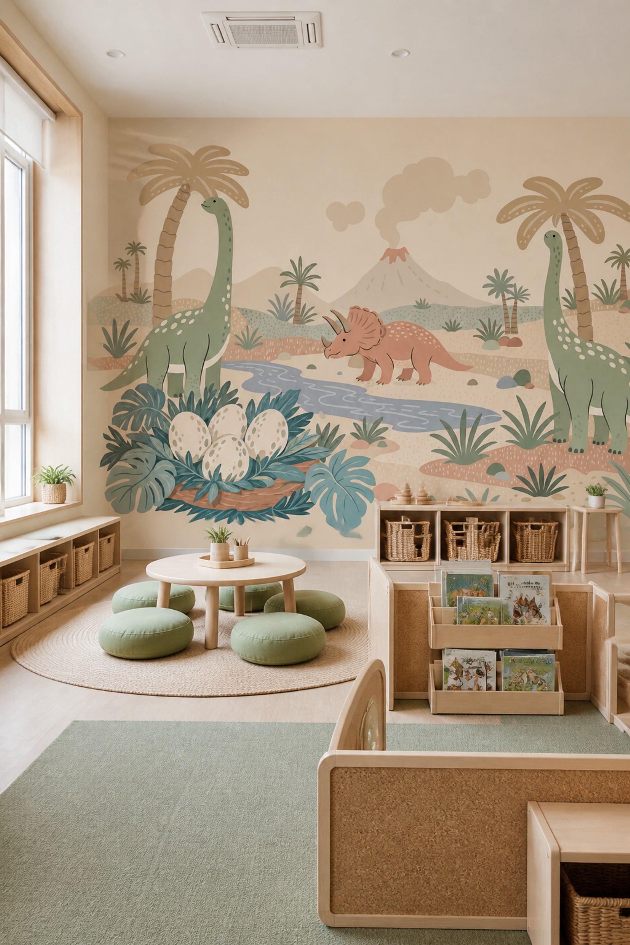 Dinosaur Landscape Wallpaper Prehistoric Scene Tropical Valley Wall Mural
