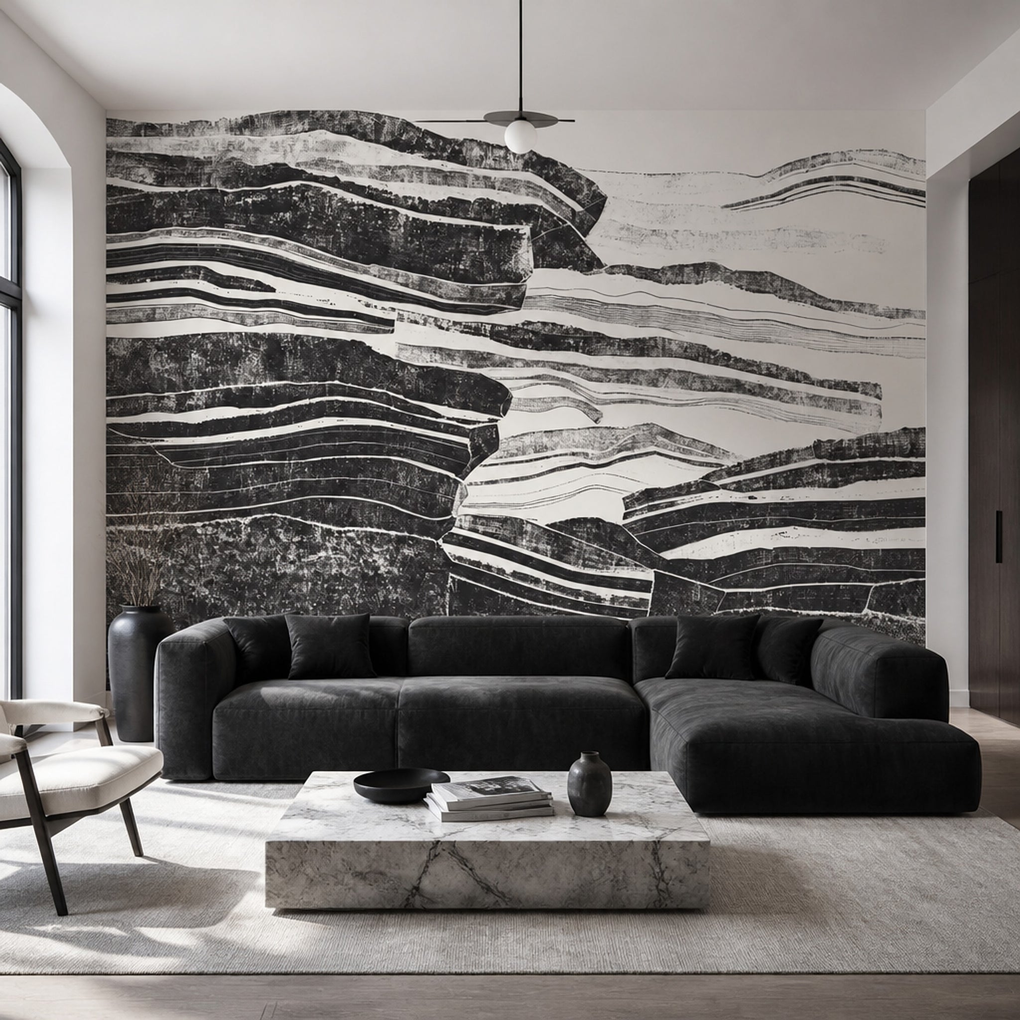 Geological Strata Wallpaper Layered Rock Removable Horizontal Bands Wall Decor