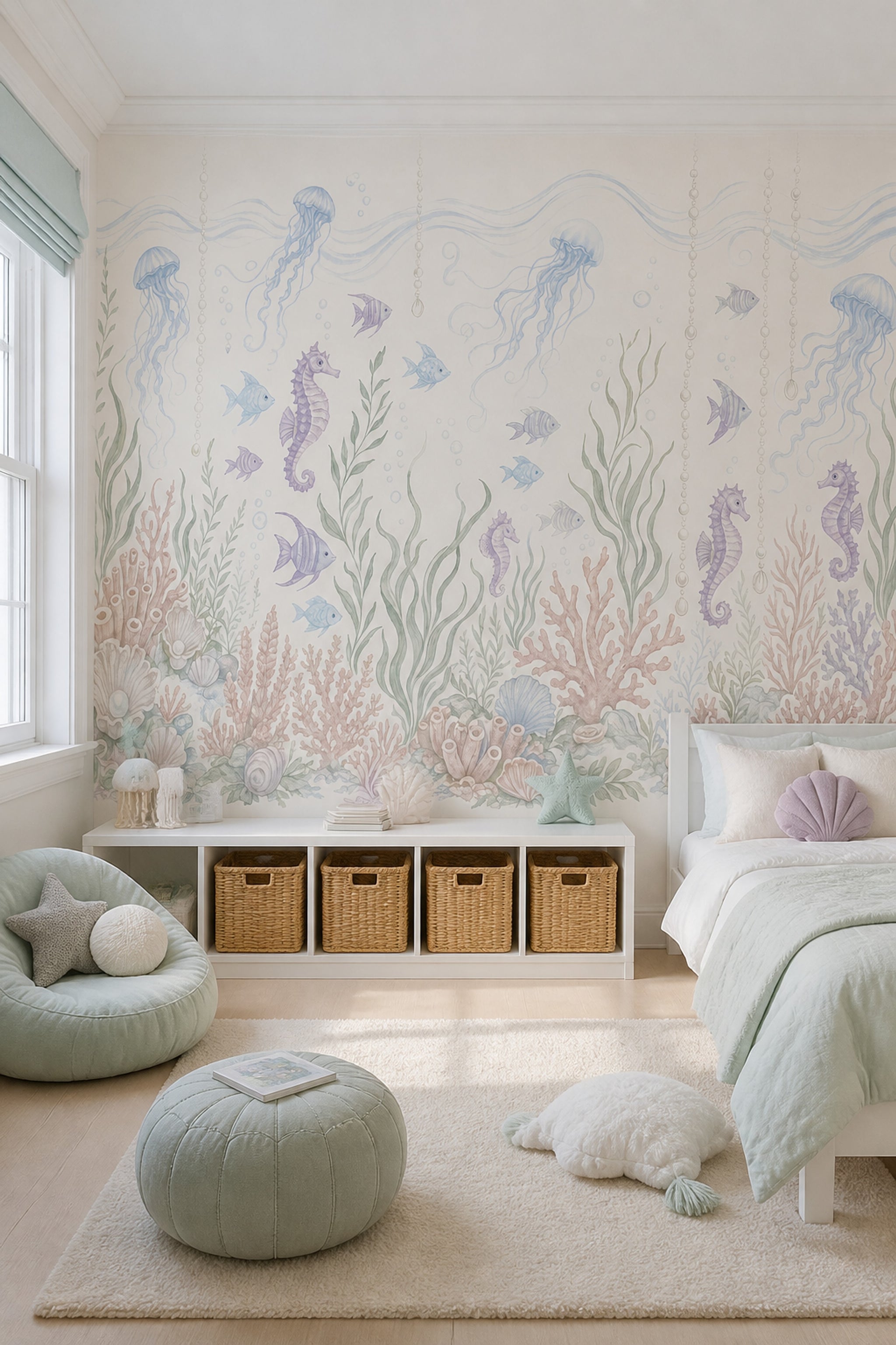 Underwater Wallpaper Coastal Jellyfish Wall Mural