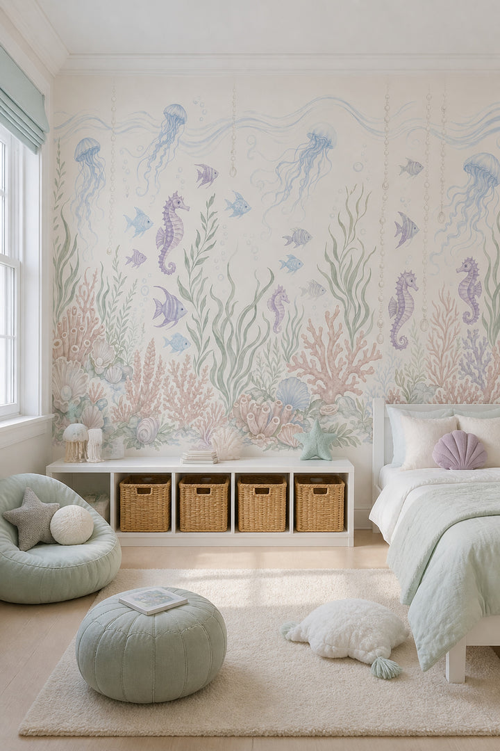 Underwater Wallpaper Coastal Jellyfish Wall Mural