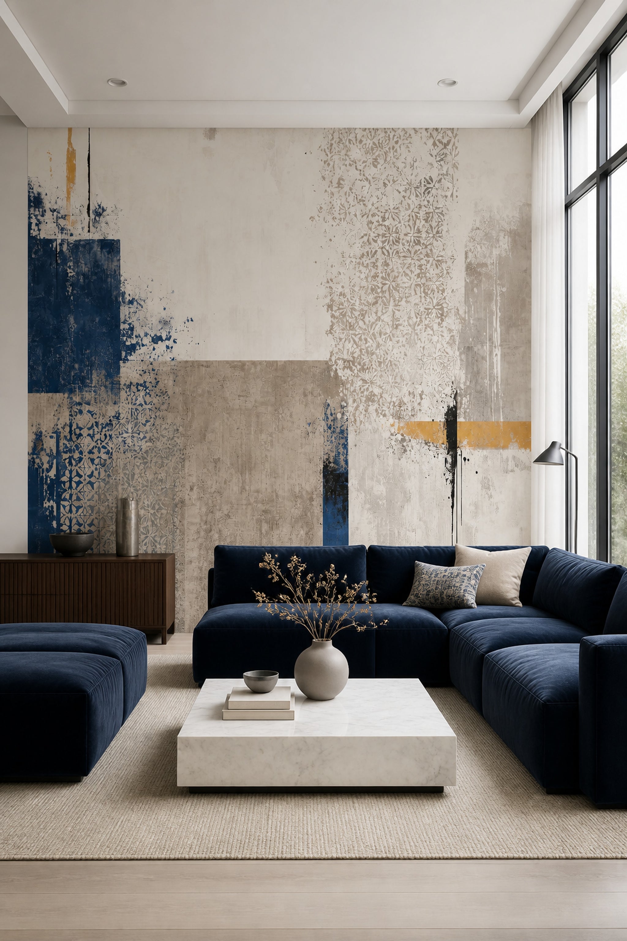 Abstract Wallpaper Geometric Removable Distressed Texture Wall Decor