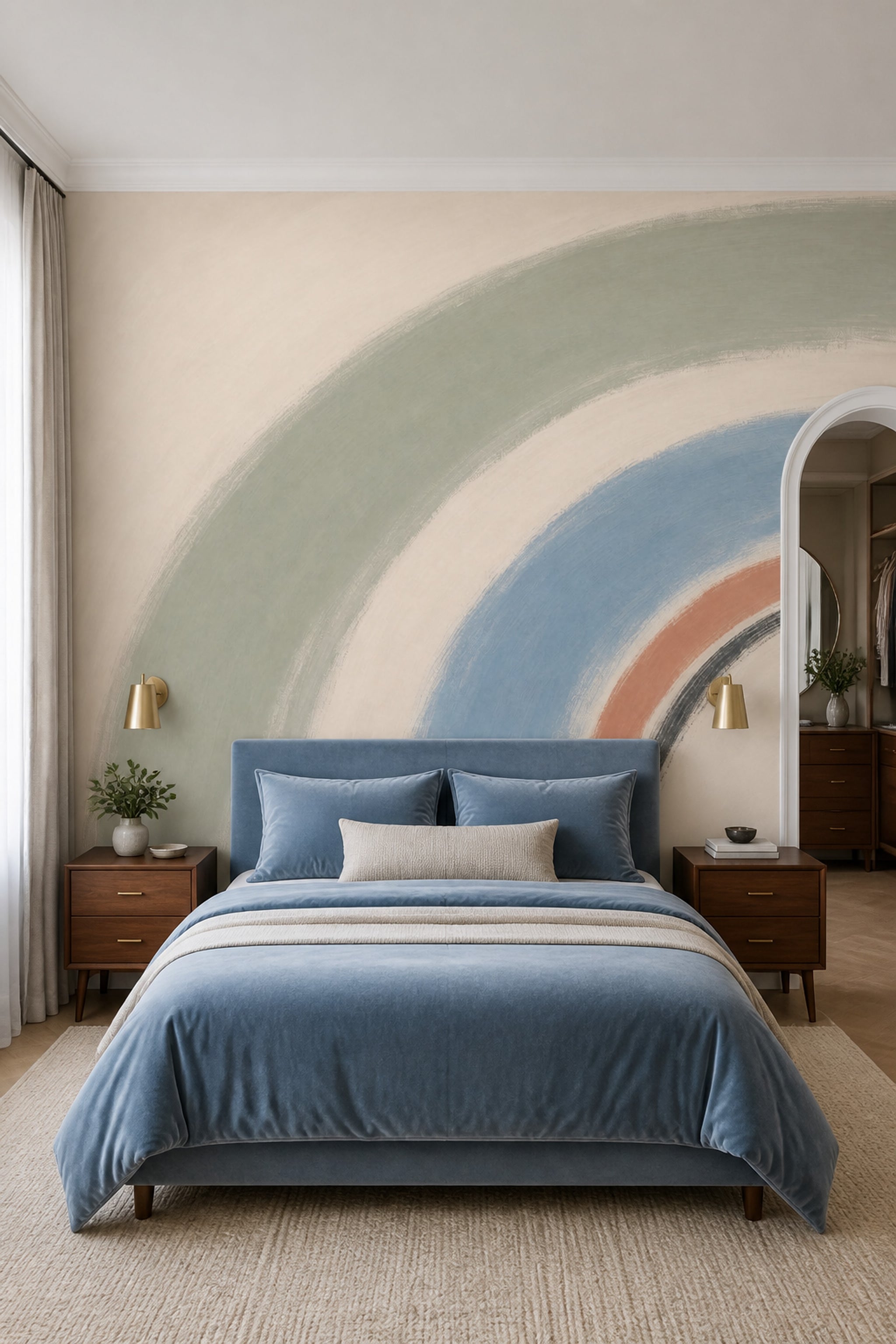 Abstract Wallpaper Arc Painted Brushstrokes Removable Wall Decor