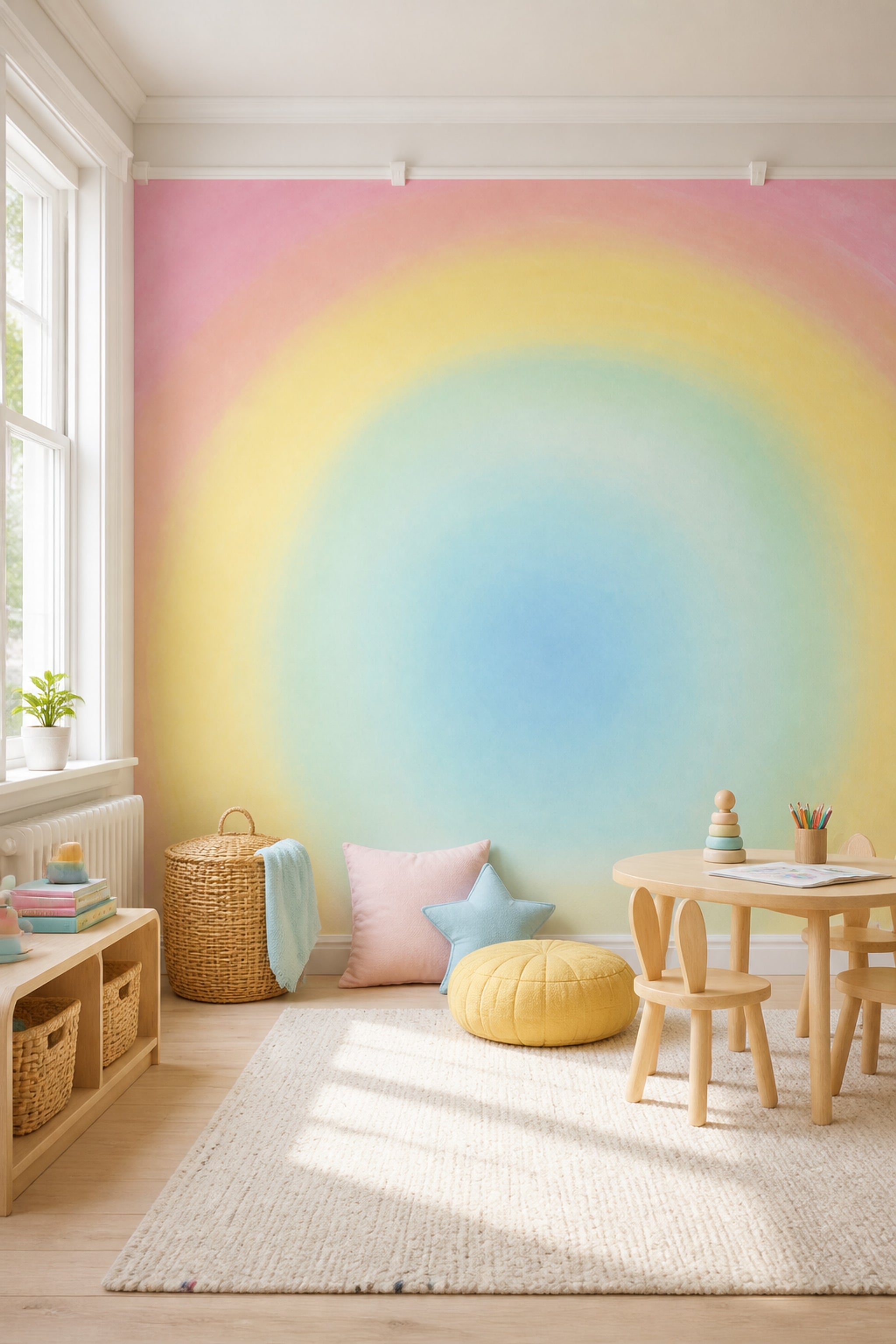 Pastel Rainbow Wallpaper Abstract Ombre Removable Wall Decor
