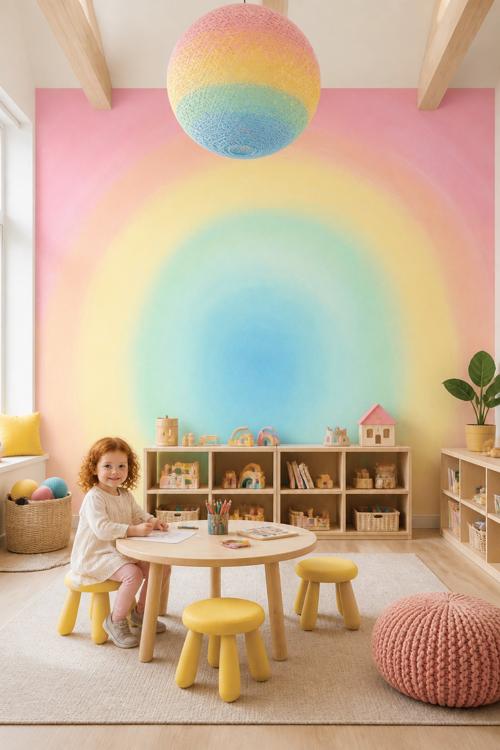 Pastel Rainbow Wallpaper Abstract Ombre Removable Wall Decor