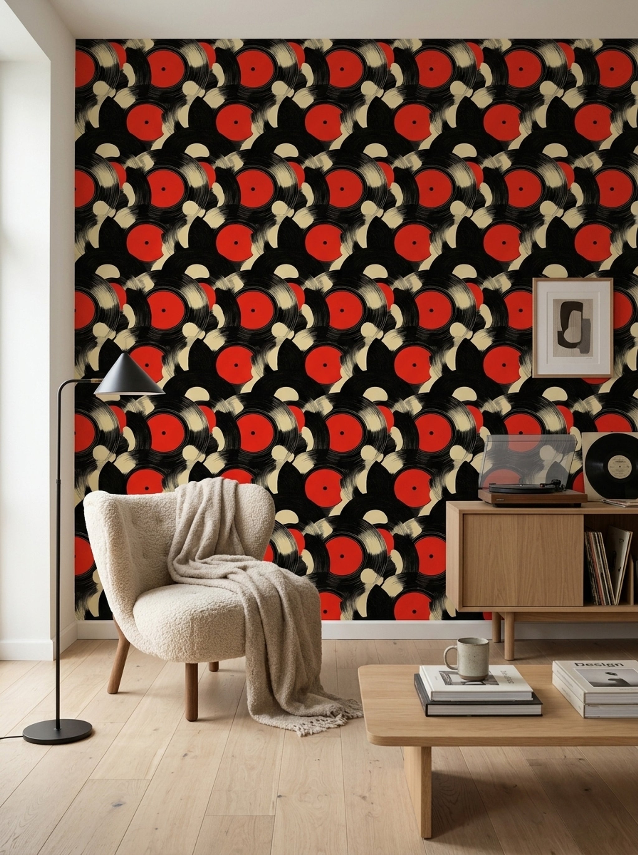 Vinyl Records Wallpaper Abstract Removable Retro Wall Double Roll