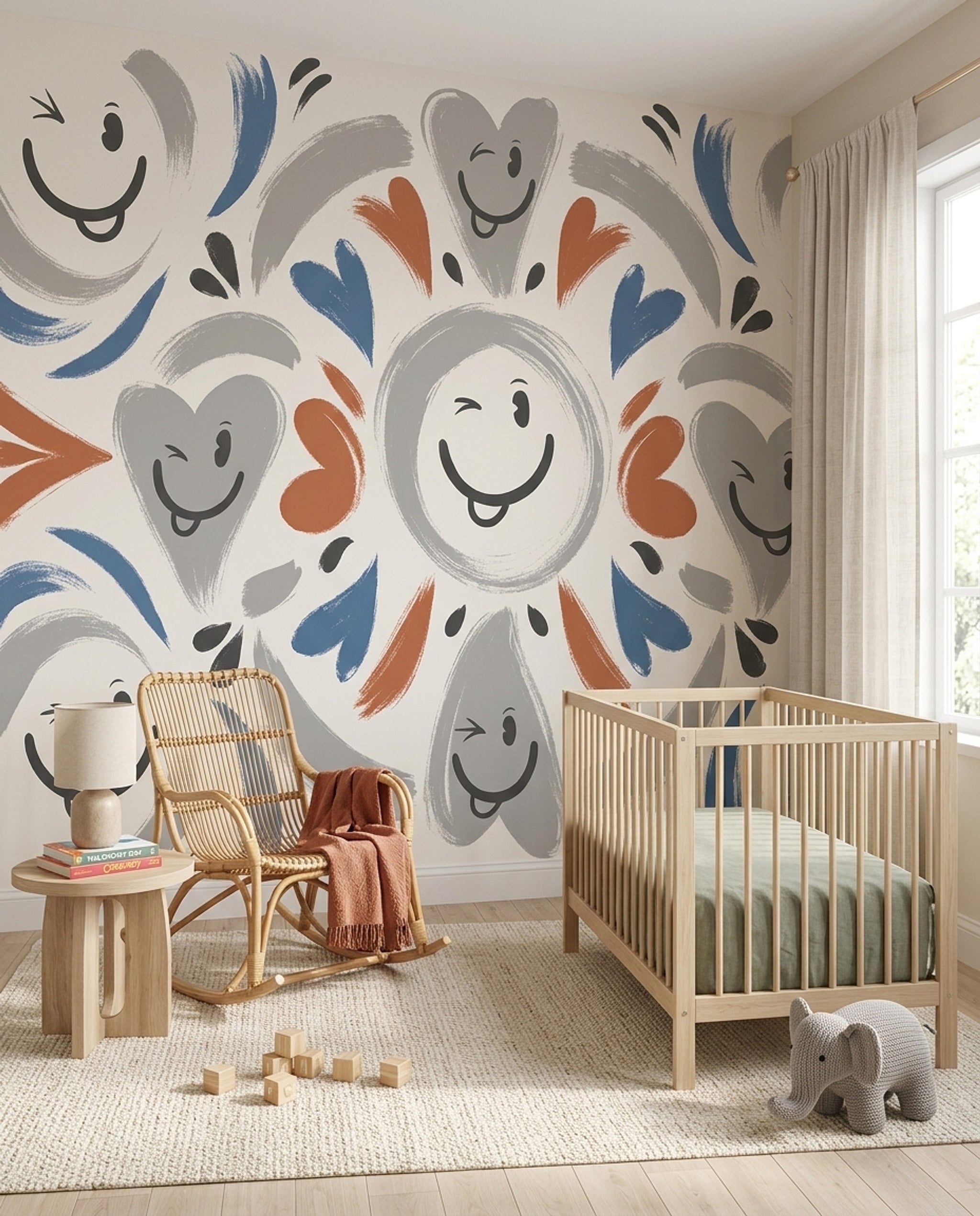 Smiley Faces Wallpaper Playful Removable Whimsical Wall Decor