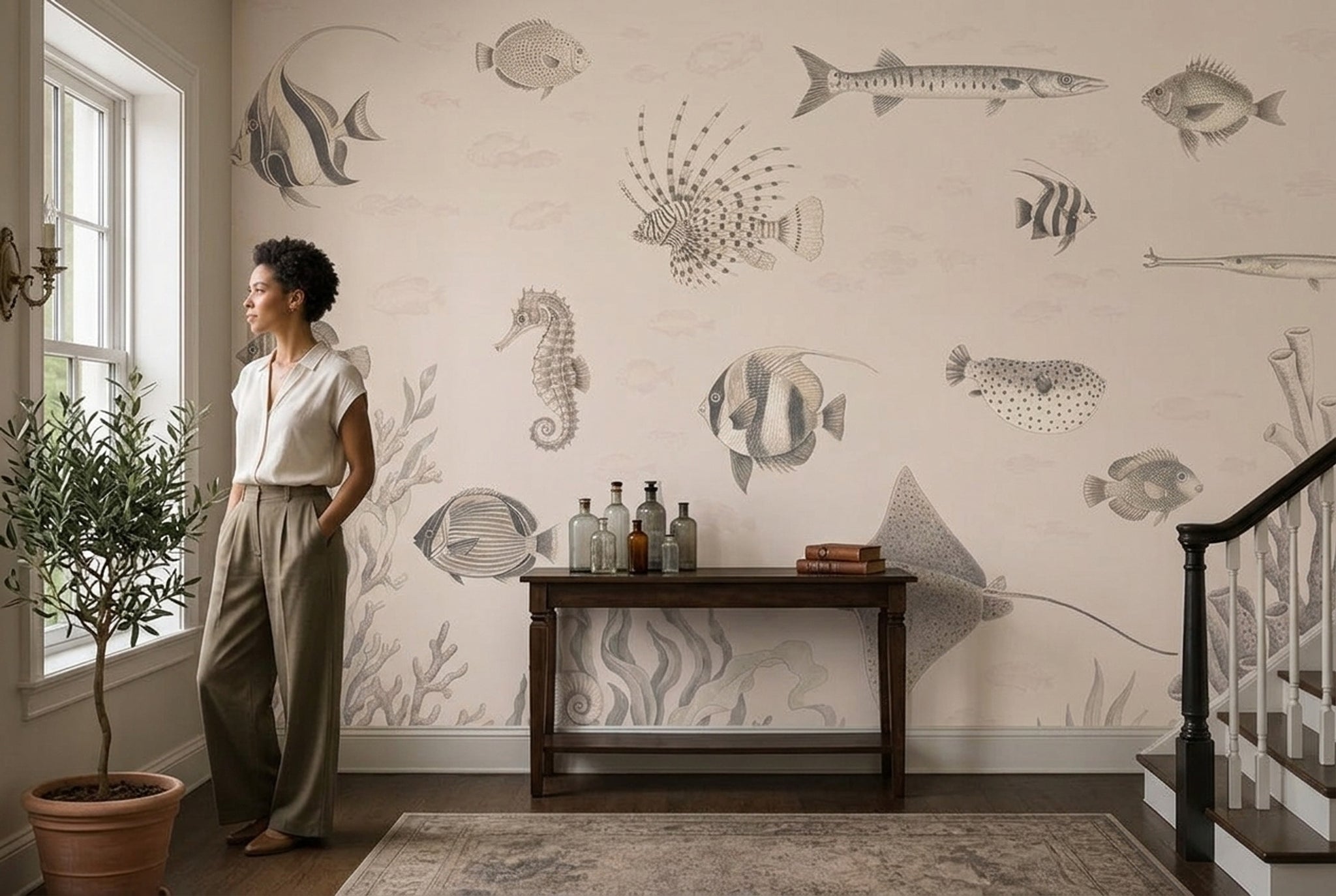 Marine Life Wallpaper Coastal Vintage Wall Mural