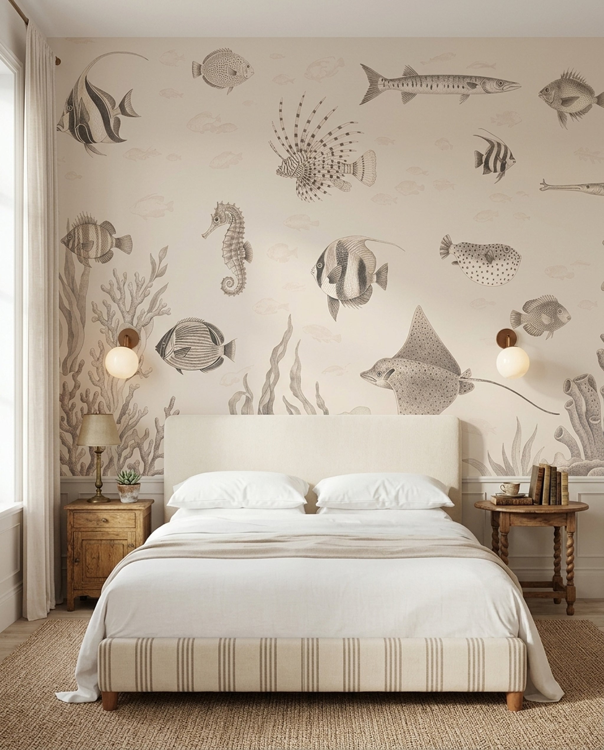 Marine Life Wallpaper Coastal Vintage Wall Mural