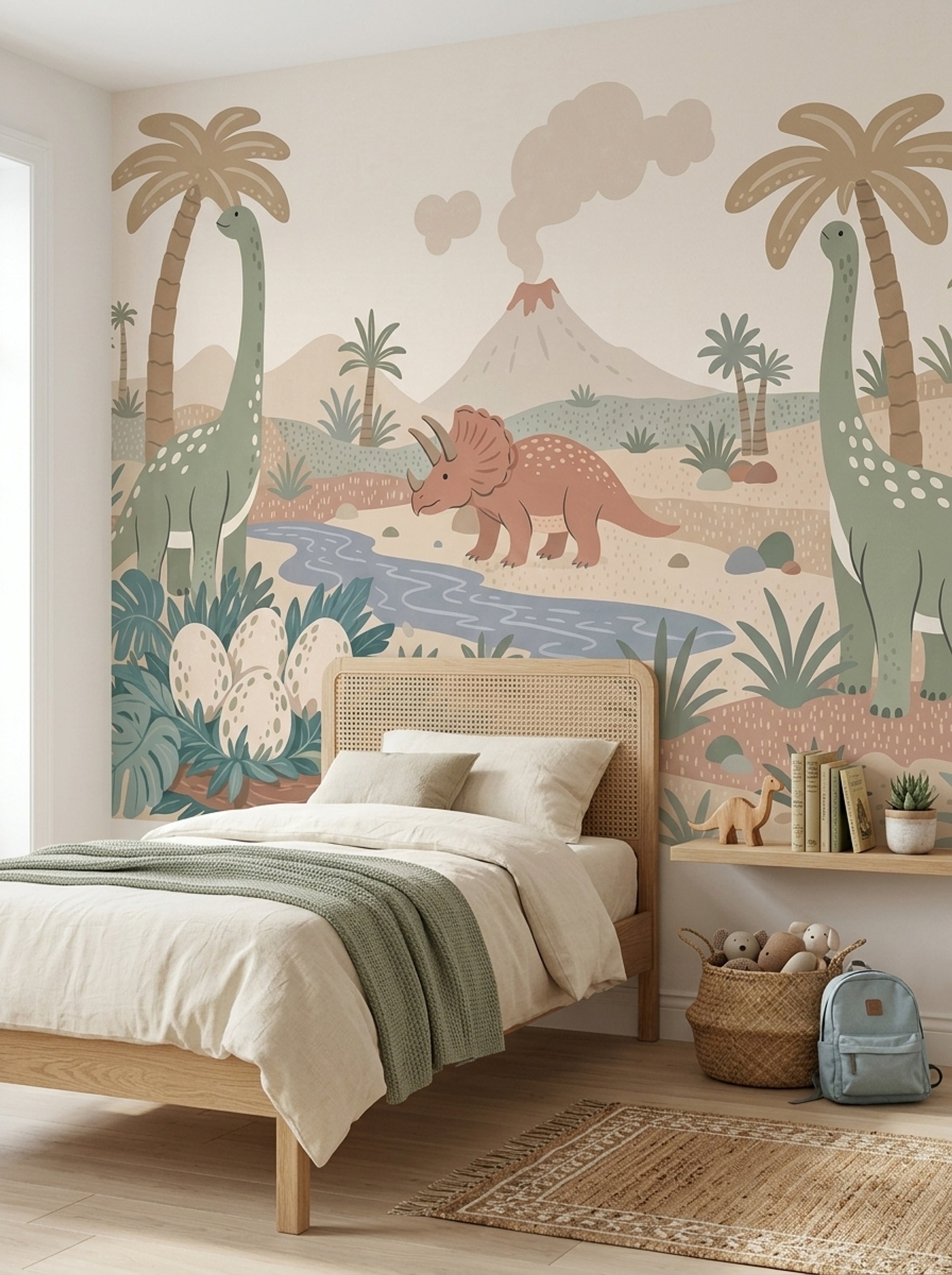 Dinosaur Landscape Wallpaper Prehistoric Scene Tropical Valley Wall Mural