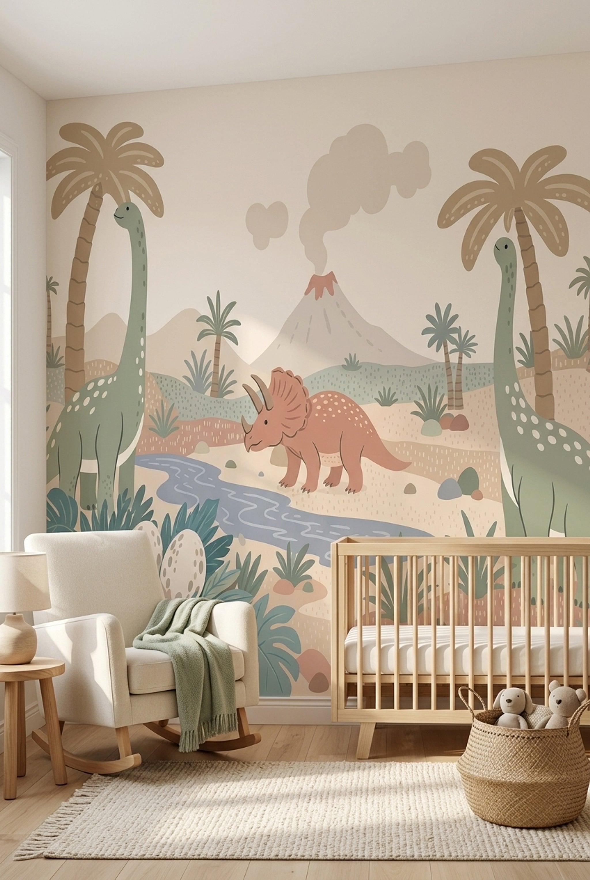 Dinosaur Landscape Wallpaper Prehistoric Scene Tropical Valley Wall Mural